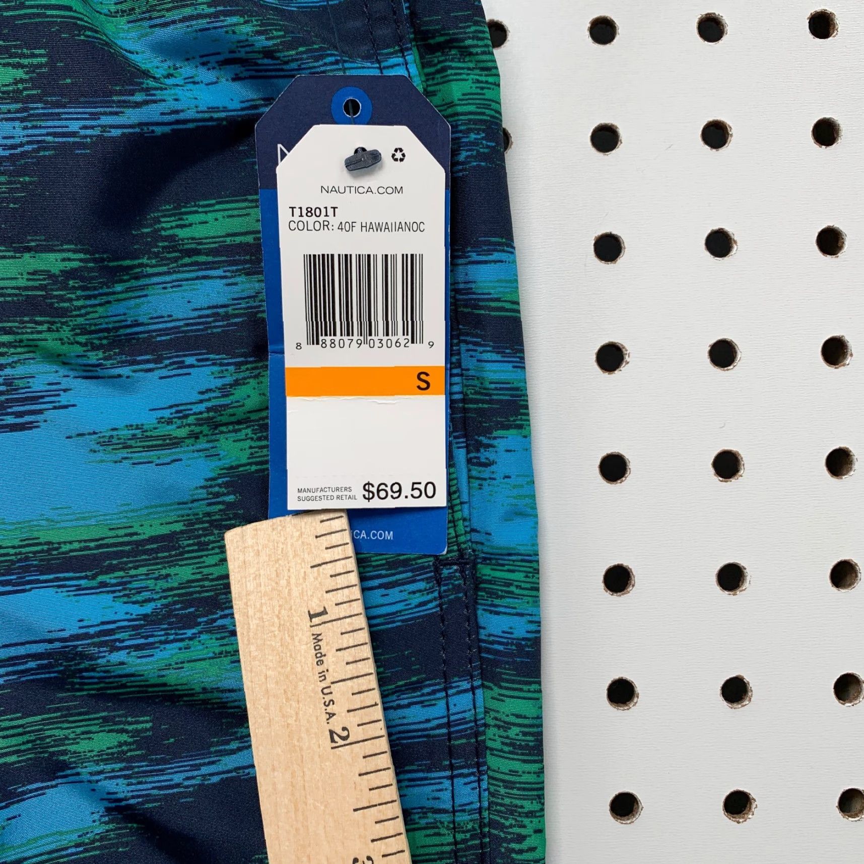 Nautica NEW Nautica Striped Performance Swim Trunks Shorts Green Blue Mens Small 28x8 NWT Size US 29 - 3 Thumbnail