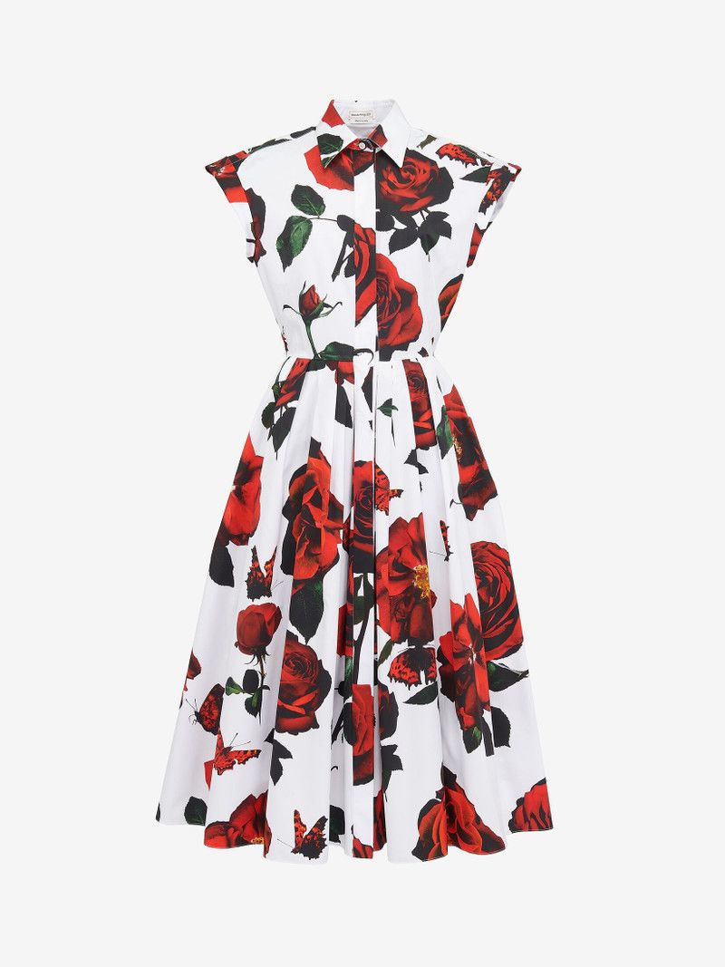Alexander McQueen o1srvl11e0326 Tudor Rose Flared Shirt Dress in Multicolor Size XL / US 12-14 / IT 48-50 - 1 Thumbnail
