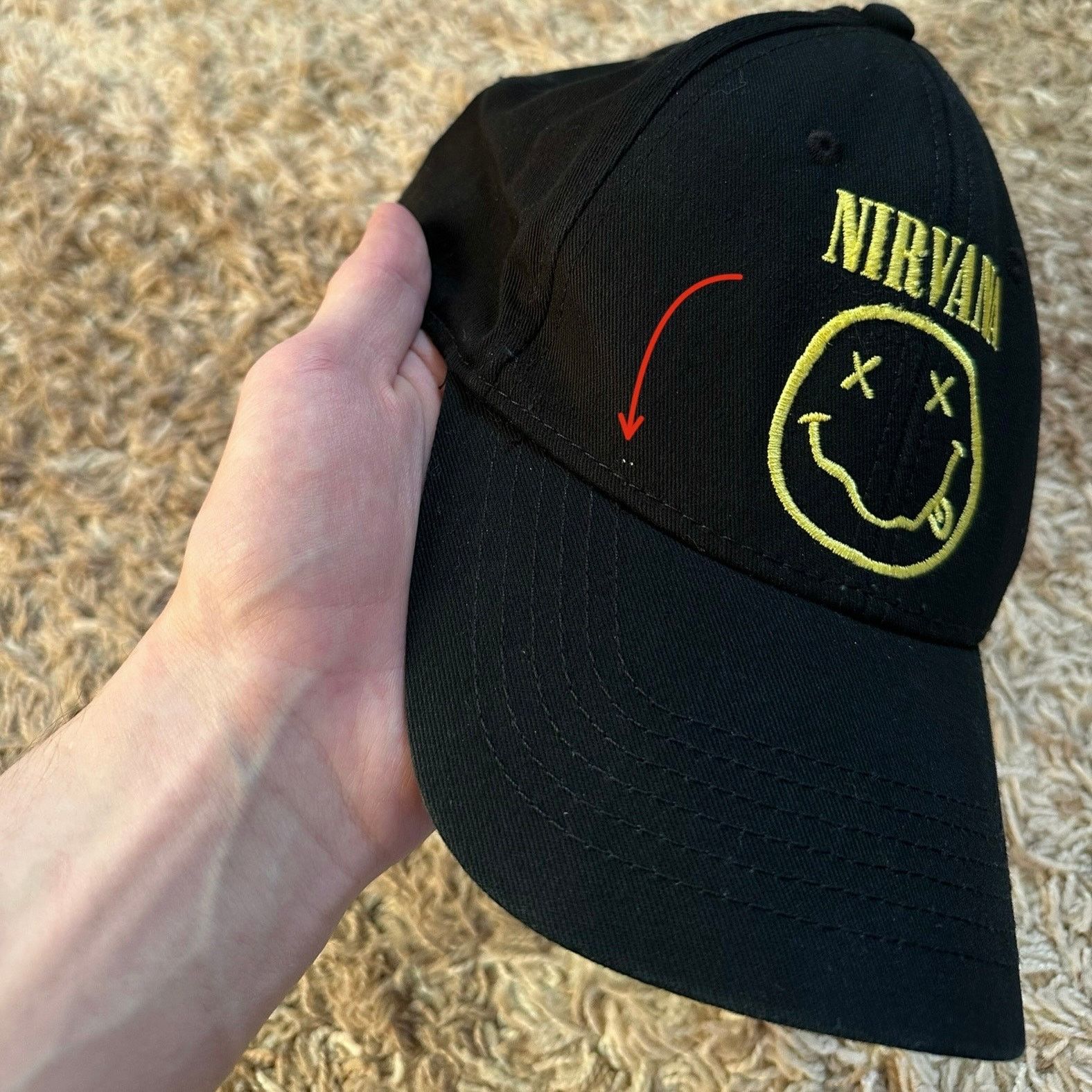 Nirvana Nirvana Baseball Cap Black Smiley Face Logo Licensed Rock Size ONE SIZE - 5 Thumbnail