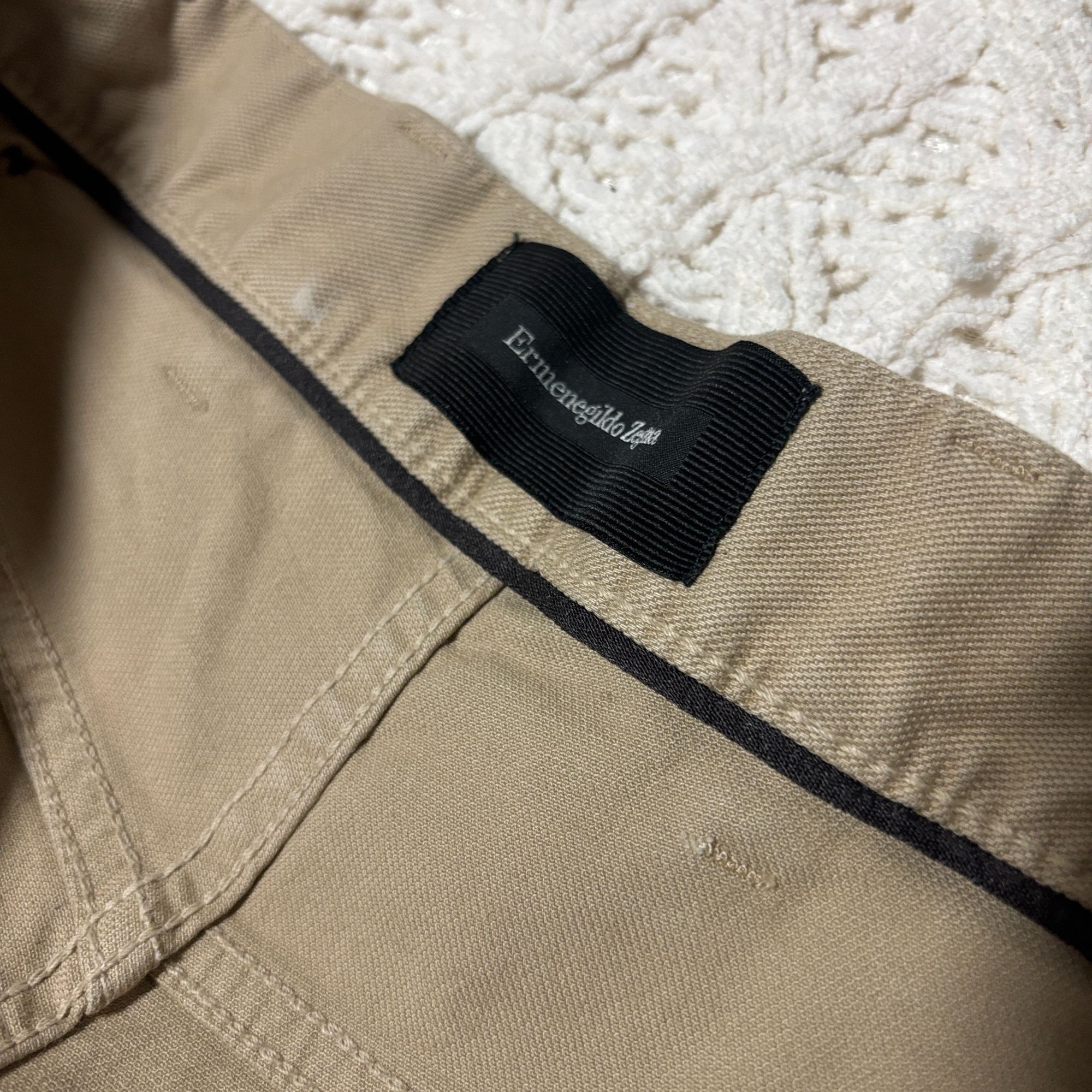 Ermenegildo Zegna Ermenegildo Zegna Beige Cotton Flat Front Casual Pants Jeans Size 38R - 9 Thumbnail