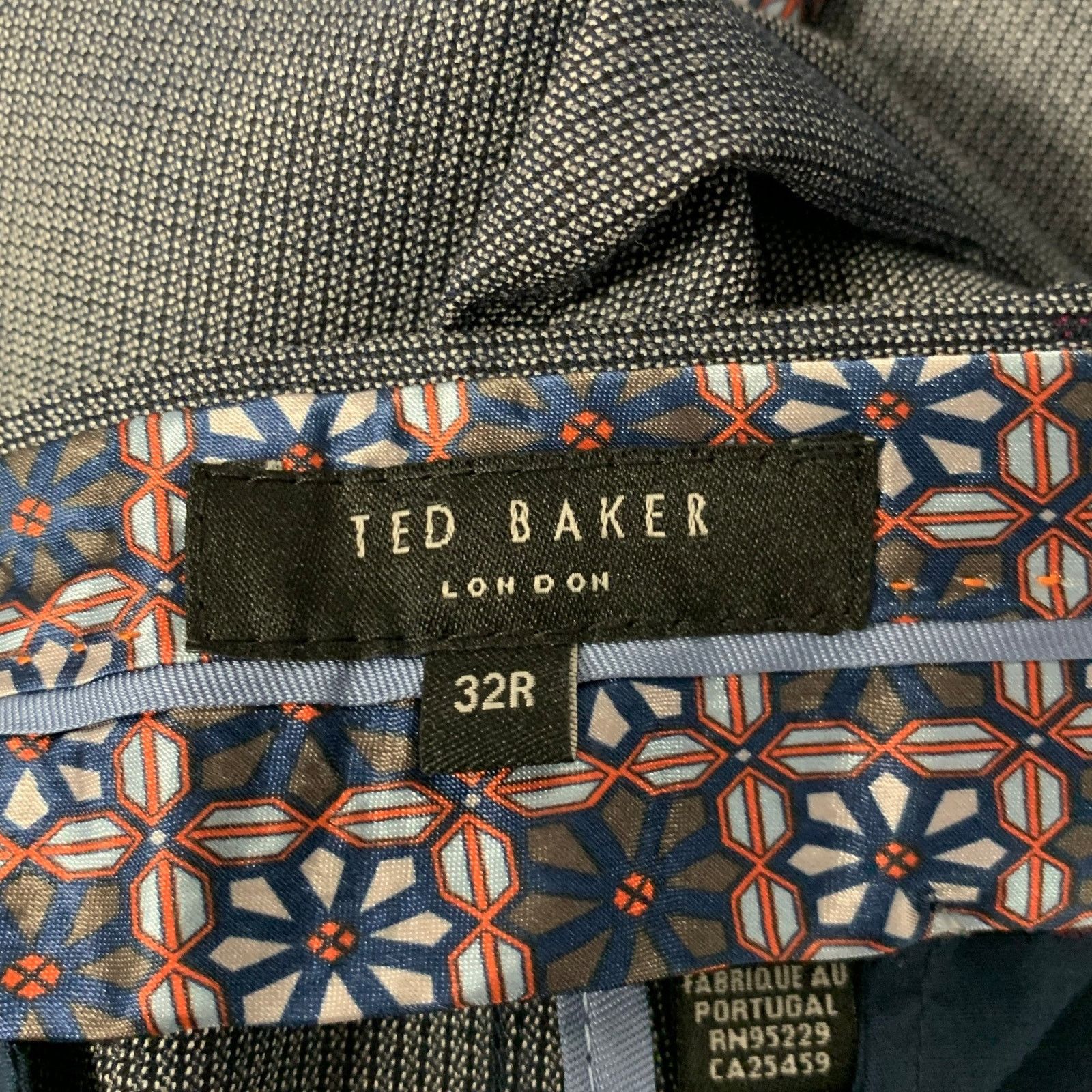 Ted Baker TED BAKER Navy Grey Nailhead Viscose Polyester Blend Suit Size 36R - 14 Thumbnail