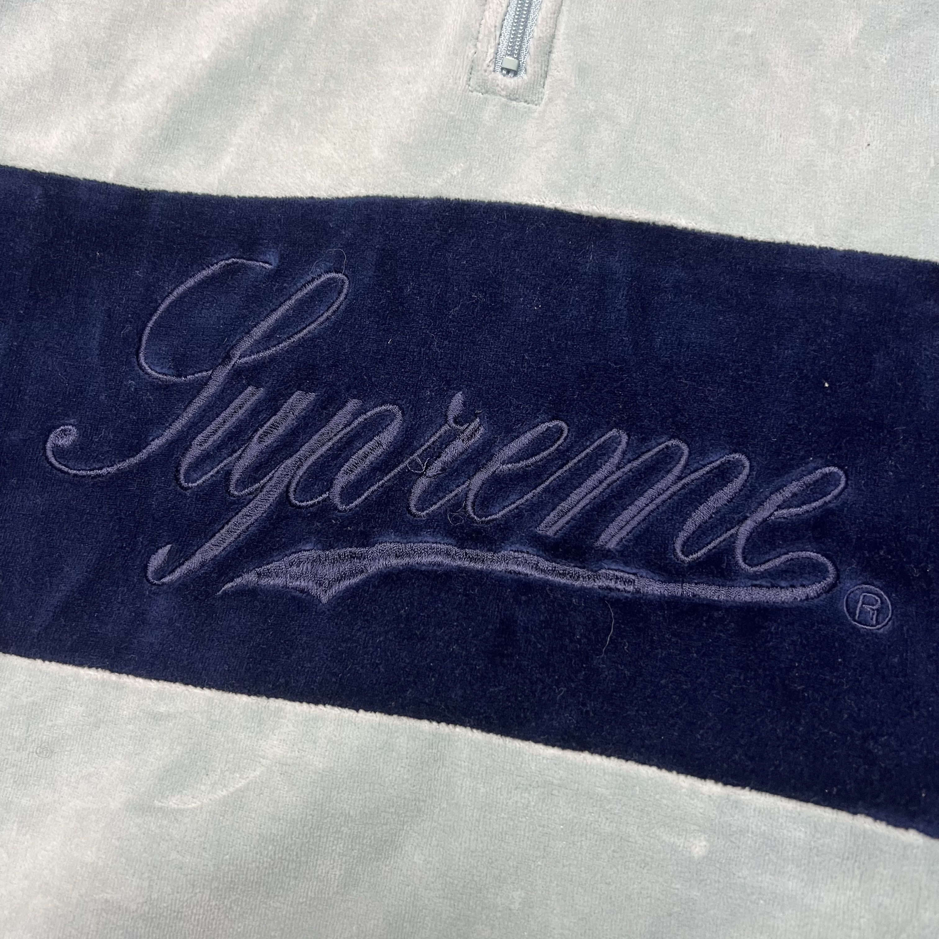 Supreme Supreme Embroidered Velour Quarter Zip Sweatshirt Size US M / EU 48-50 / 2 - 3 Thumbnail