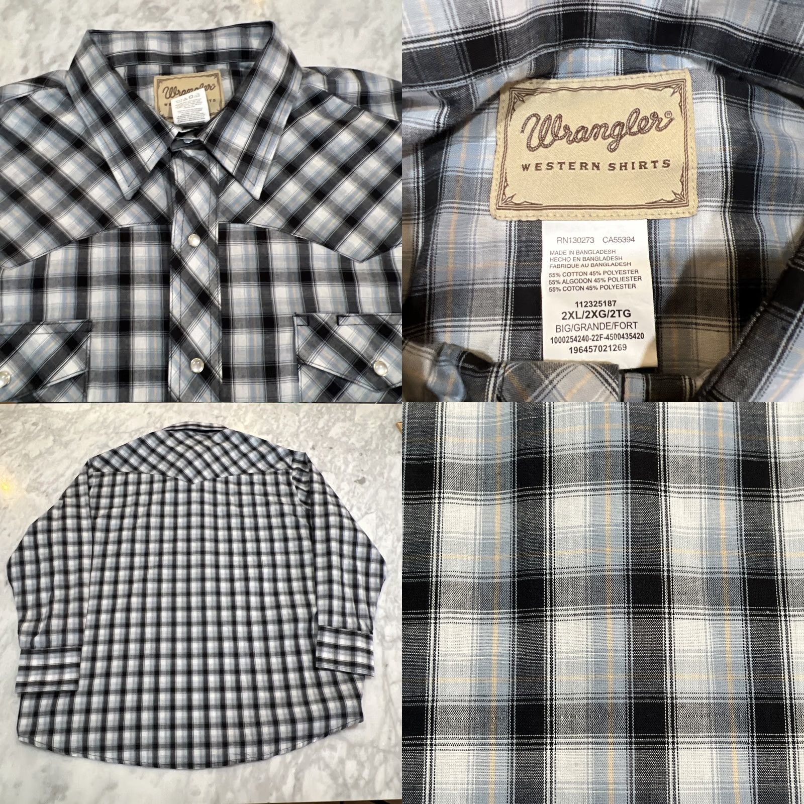 Wrangler Wrangler Mens 2XL Plaid Long Sleeve Snap Shirt Set 2 Cowboy Western Rancher Size US XXL / EU 58 / 5 - 9 Thumbnail