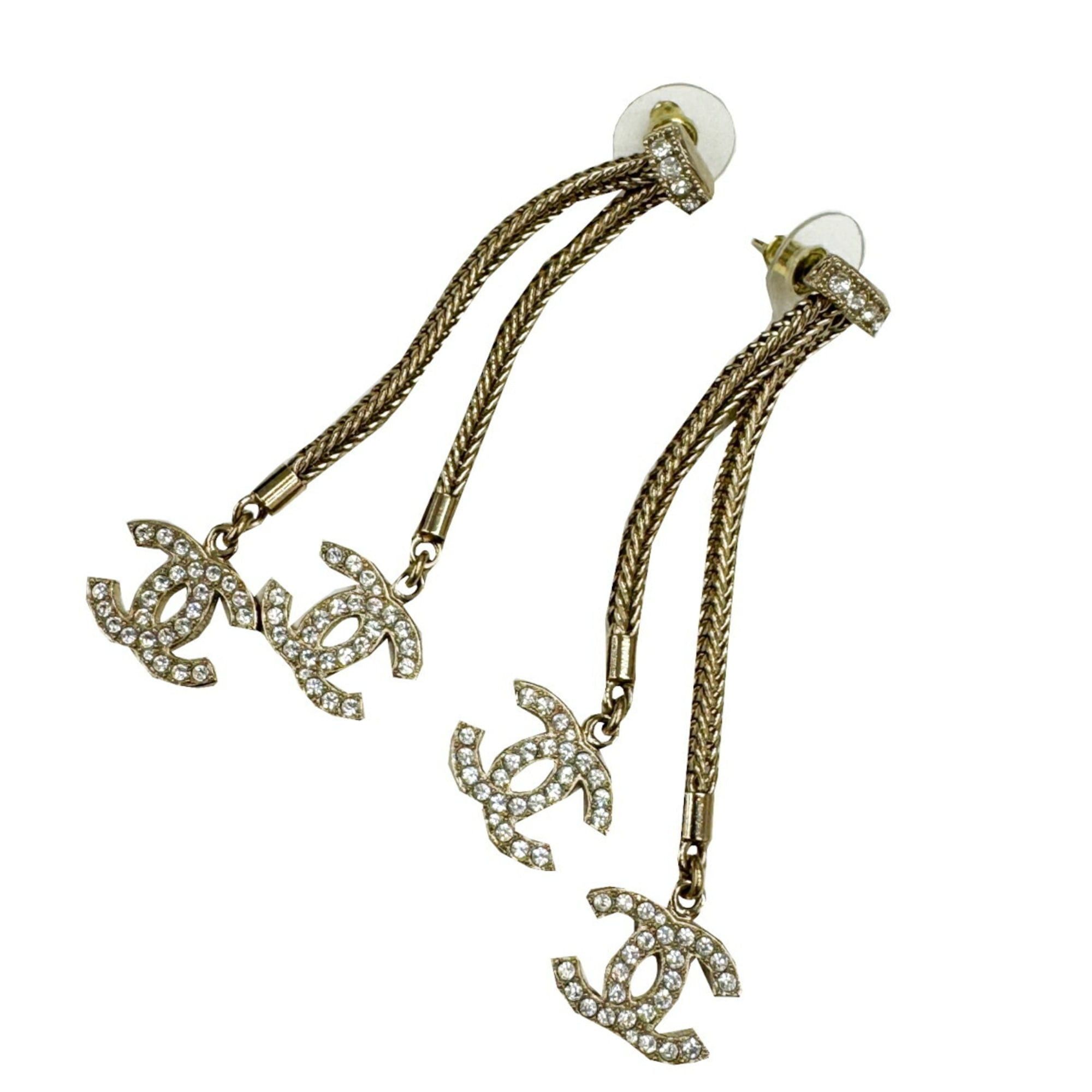 Chanel Earrings B24K Coco Mark Rhinestone Women's