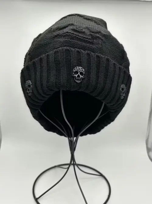 Other Skull Knitted Beanie (black) Size ONE SIZE - 3 Thumbnail
