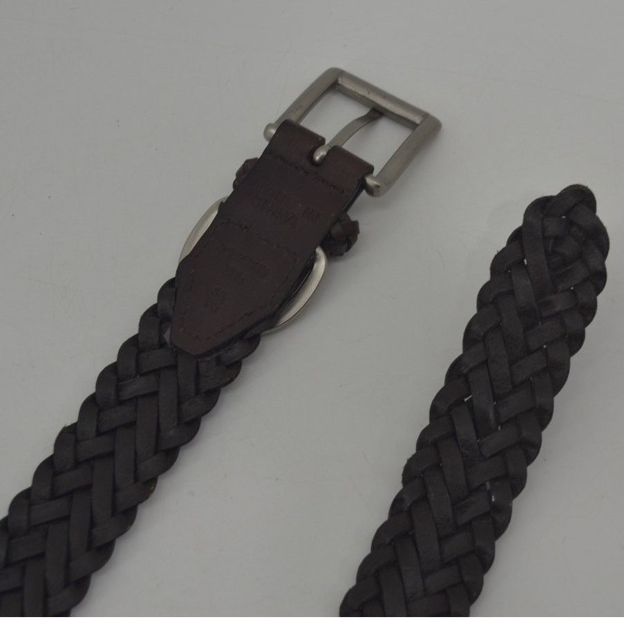 Other CRL Brown Leather Braided Weaved Men's Belt Silver Size 38 Size 38 - 6 Thumbnail