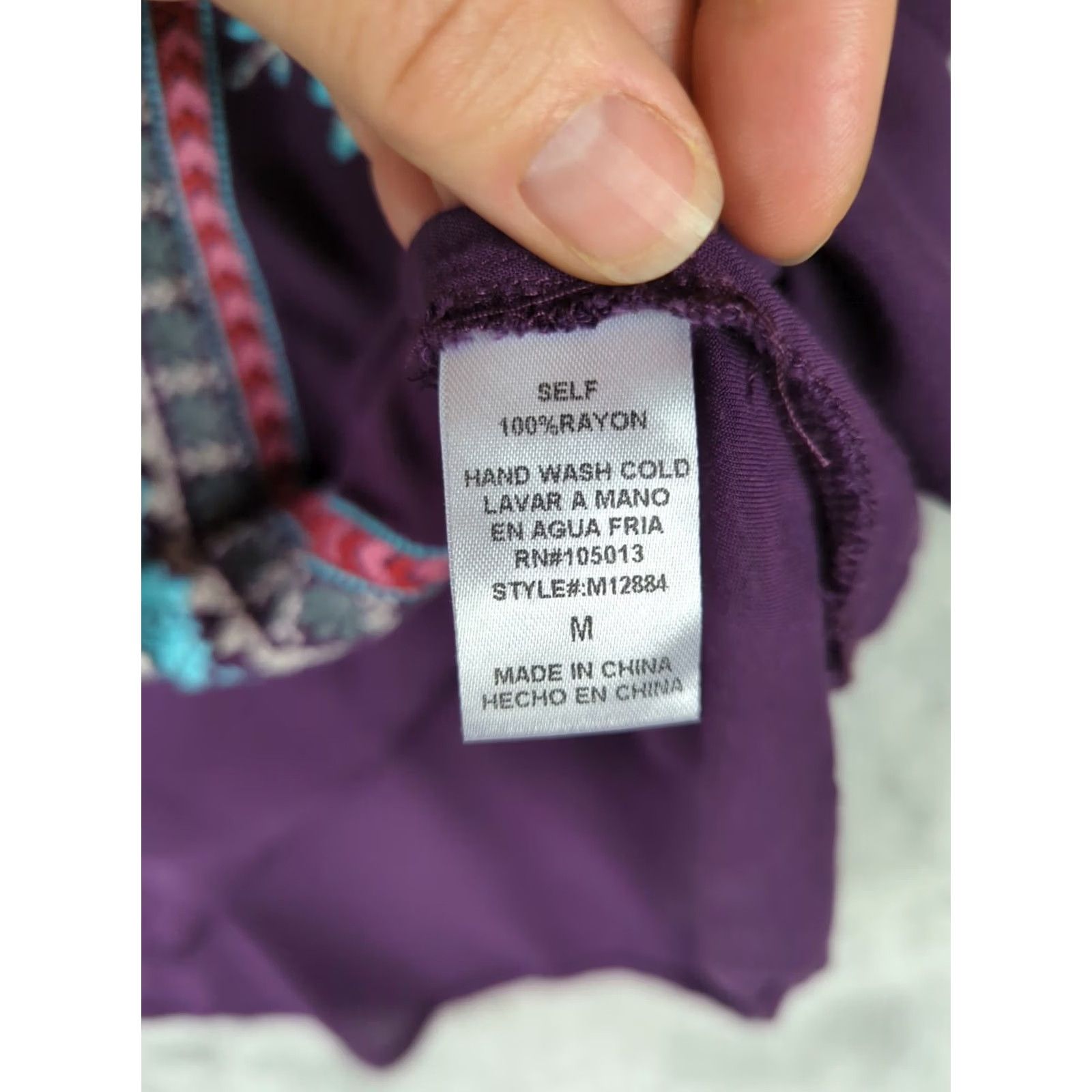 Vintage Andree By Unit Blouse Purple Floral Embroidered 3/4 Bell Sleeve V-Neck M Bohemian Adults Womens Shirt Top Size M / US 6-8 / IT 42-44 - 5 Thumbnail