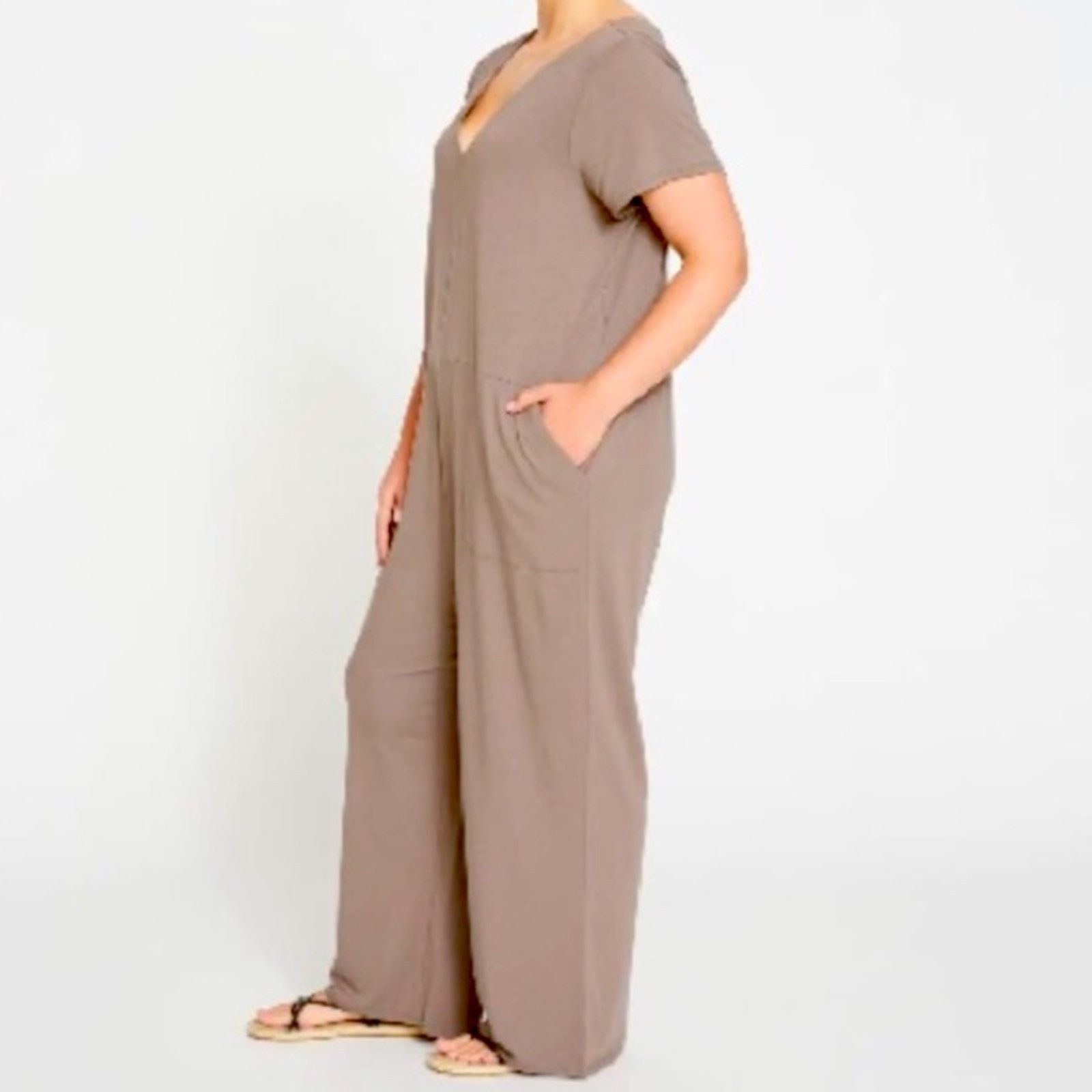 Other Universal Standard Jemma V Neck Jumpsuit Brown Size XL Size 38" / US 16 / IT 52 - 2 Thumbnail