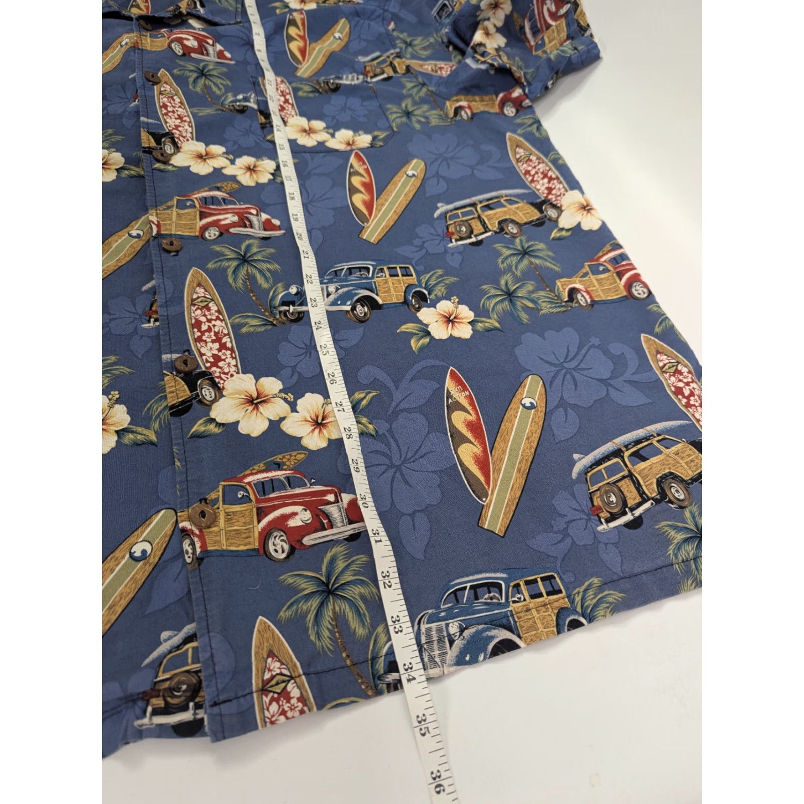 ALOHAS VINTAGE Reebesse Hawaiian Button Up Shirt Men 5XL Aloha Surf Floral Blue Cotton Short Sleeve Button-Down Size US XXL / EU 58 / 5 - 3 Thumbnail