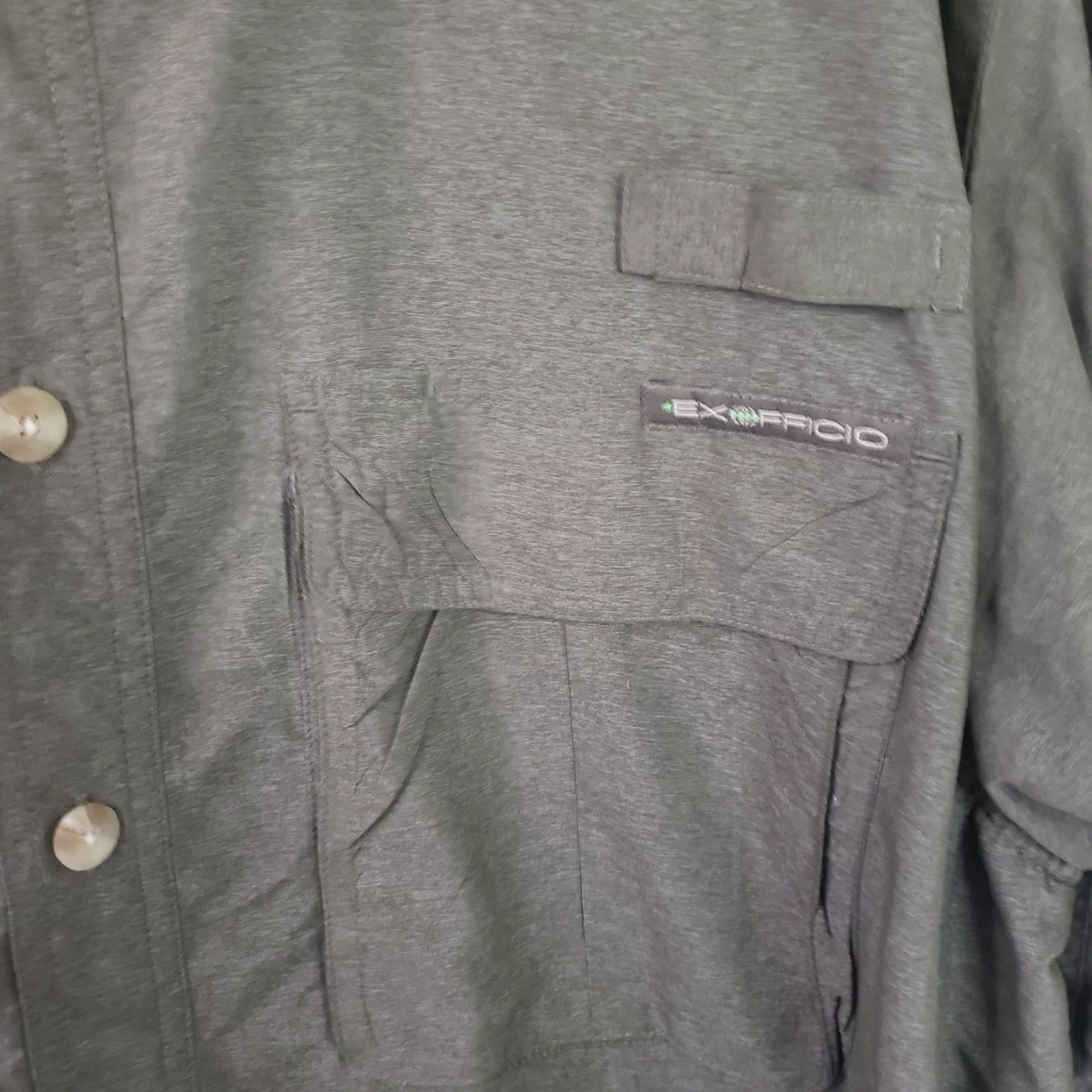 ExOfficio VINTAGE Exofficio Shirt Mens L Green Nylon Polyester Button-Up Long Sleeve Size US L / EU 52-54 / 3 - 5 Thumbnail