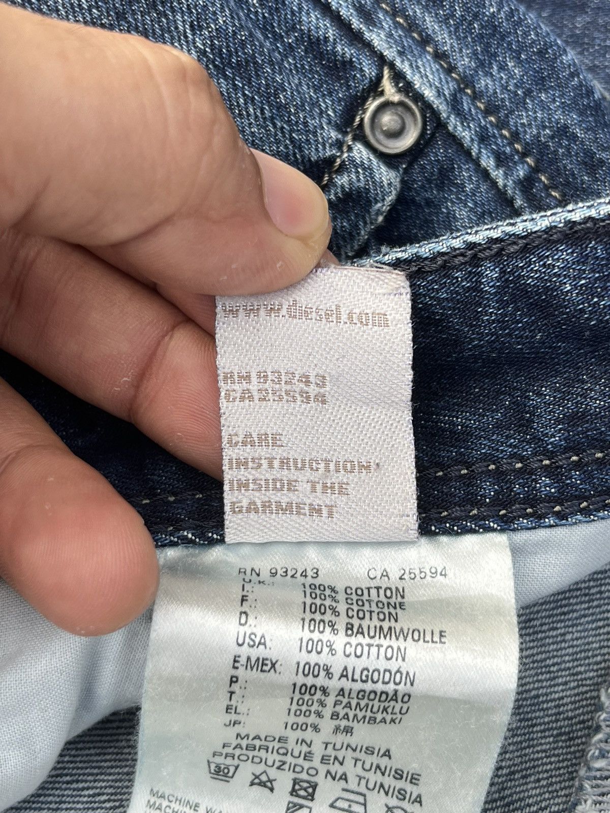 Diesel Vintage Diesel Destroy Buttonfly Blue Washed Straight Jeans Size US 31 - 12 Thumbnail