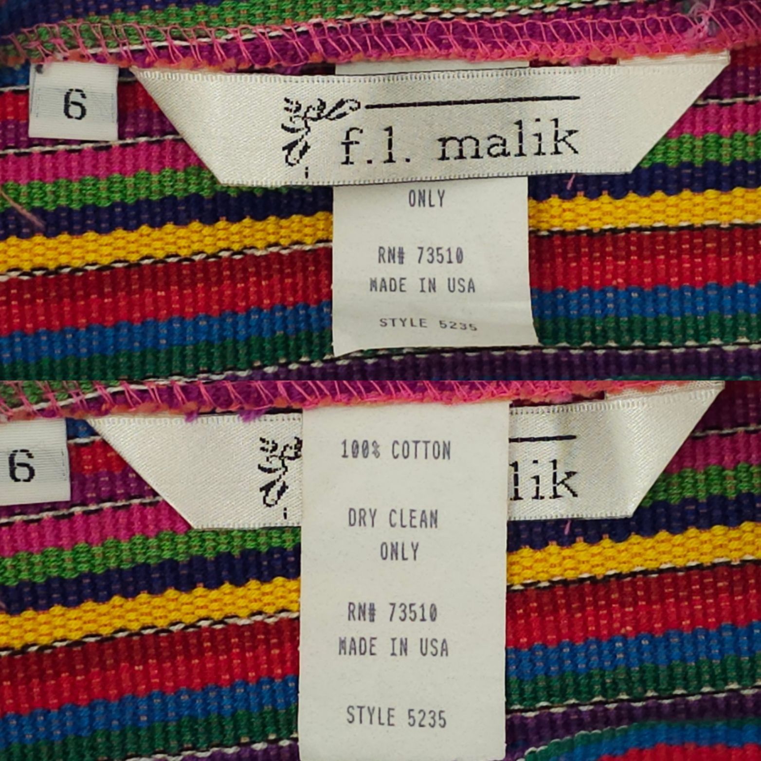 Other F.L. Malik Wrap Skirt 6 Striped Vintage Rainbow Pencil Midi Size 28" / US 6 / IT 42 - 7 Thumbnail