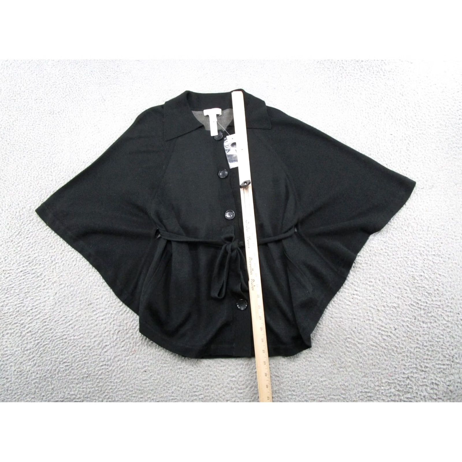 Loft LOFT Wool Blend Button Up Poncho Sweater Black XS/S Belted NEW Women Cardigan Knit Winter Fall Size XS / US 0-2 / IT 36-38 - 6 Thumbnail