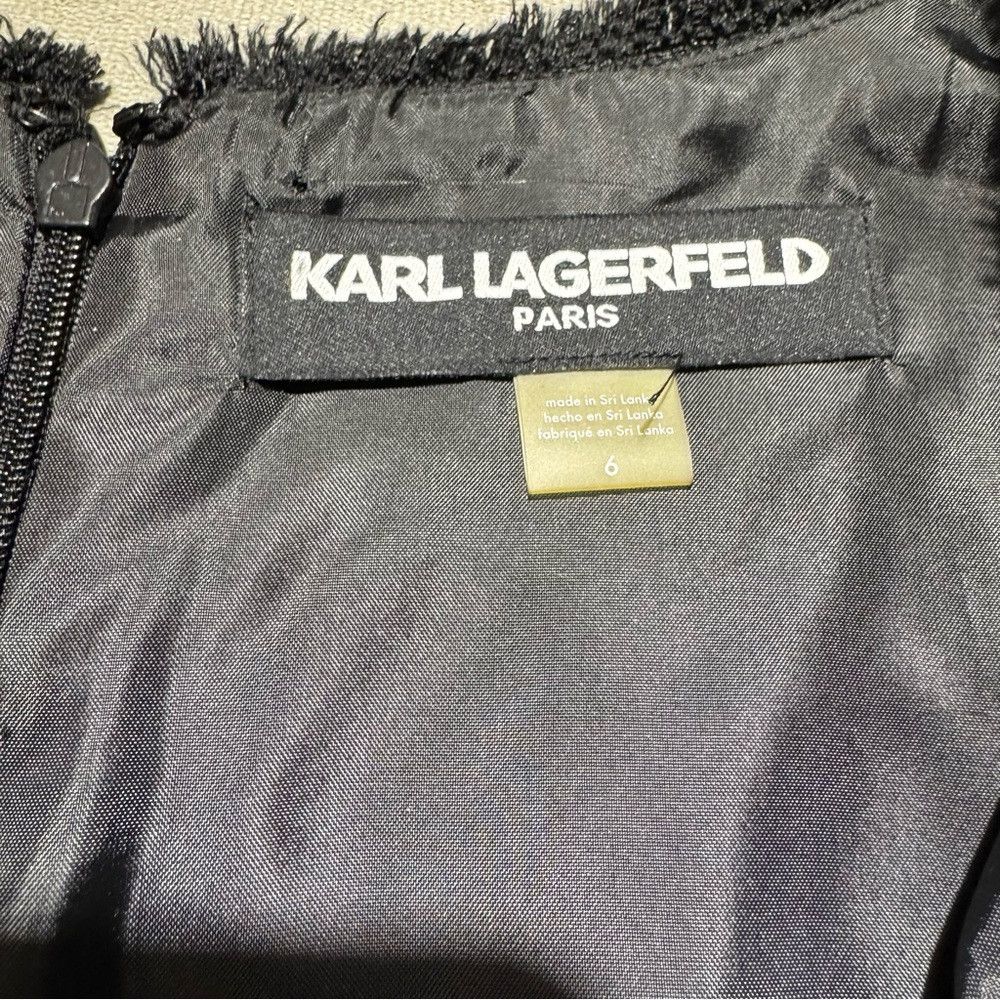 Karl Lagerfeld NWT New Karl Lagerfeld Black Tweed Sheath Fringe Mini Dress Size M / US 6-8 / IT 42-44 - 7 Thumbnail