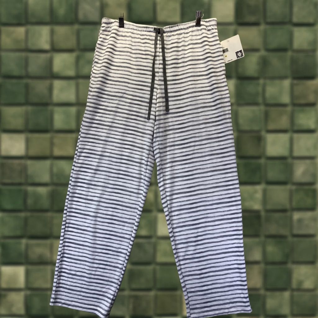 Anne Klein Anne Klein Lounge Pants Grey Stripe NWT Sz M Womens Regular Drawstring Color White/Gray Lounge Pants 5516 Size 32" / US 10 / IT 46 - 1 Thumbnail