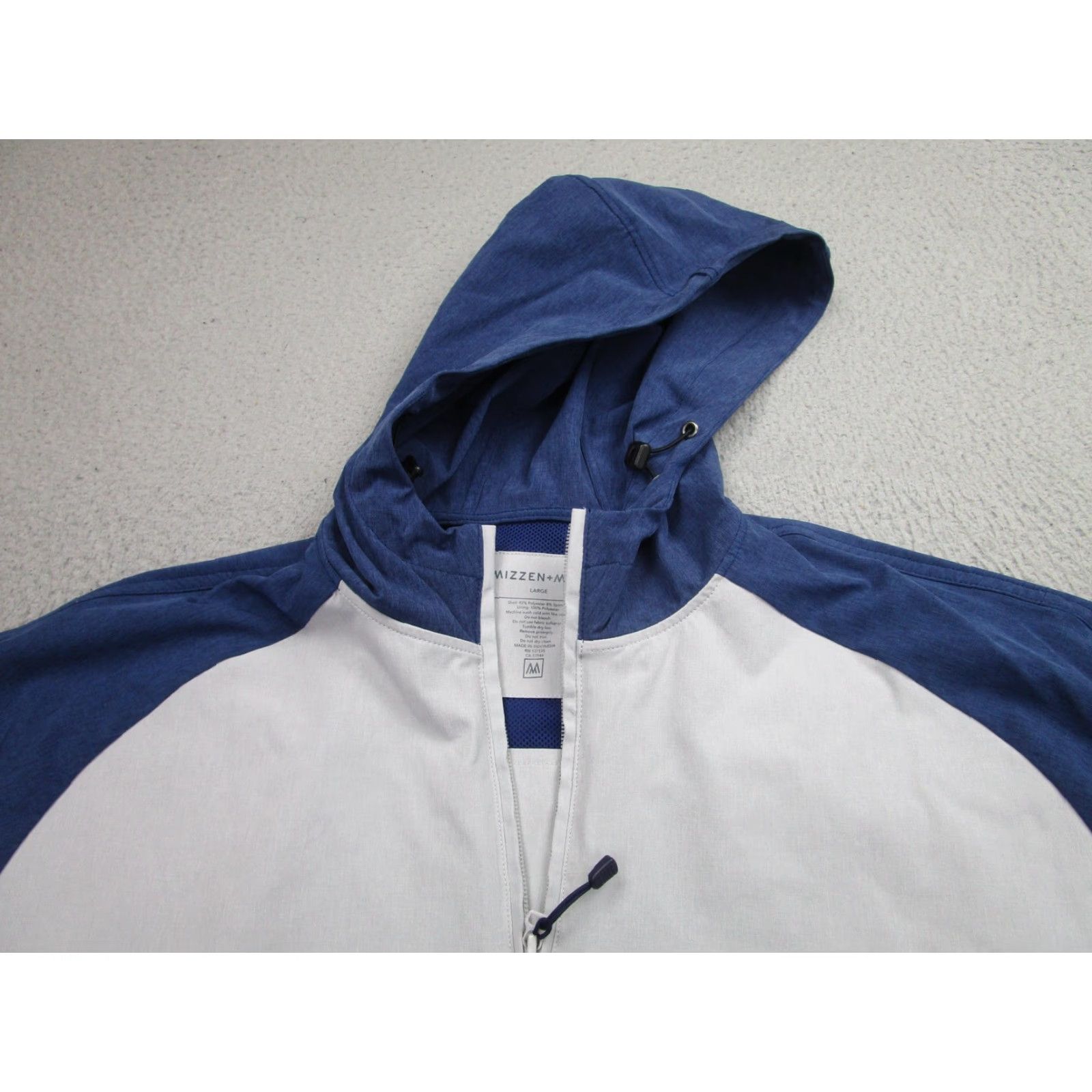 Mizzen+Main Mizzen+Main Hooded Jacket Mens Large Gray Blue Full Zip Lightweight Stretch Windbreaker Regular L Polyester Softshell Logo Zip Casual Travel Size US L / EU 52-54 / 3 - 2 Thumbnail