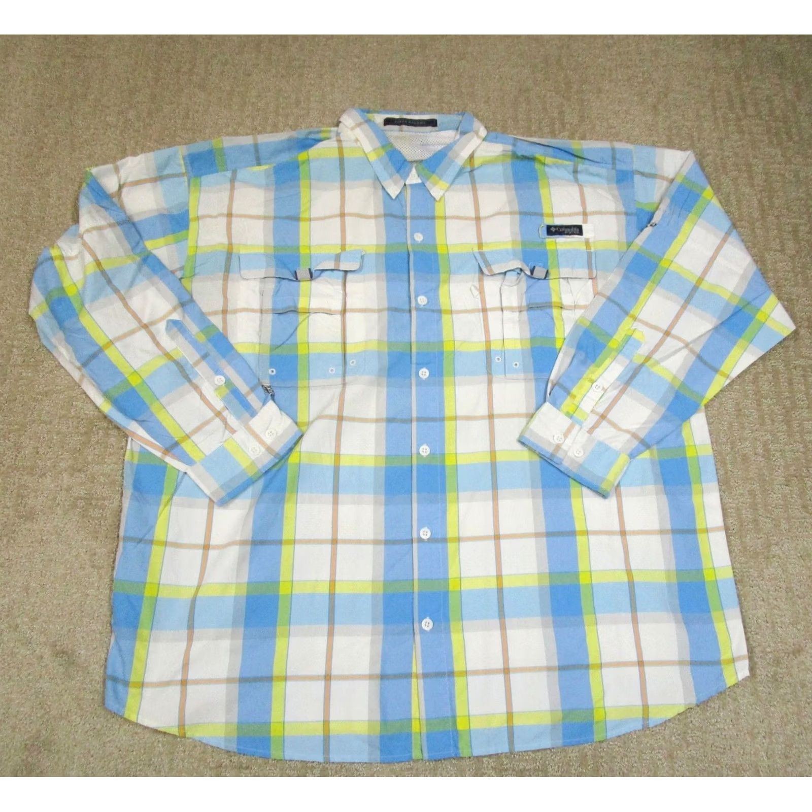Vintage Columbia Shirt Men 2XL Blue PB PFG Super Bahama Plaid Button-Up Long Sleeve Col ar Casual Outdoor Fishing IEEE? Size US XXL / EU 58 / 5 - 2 Thumbnail