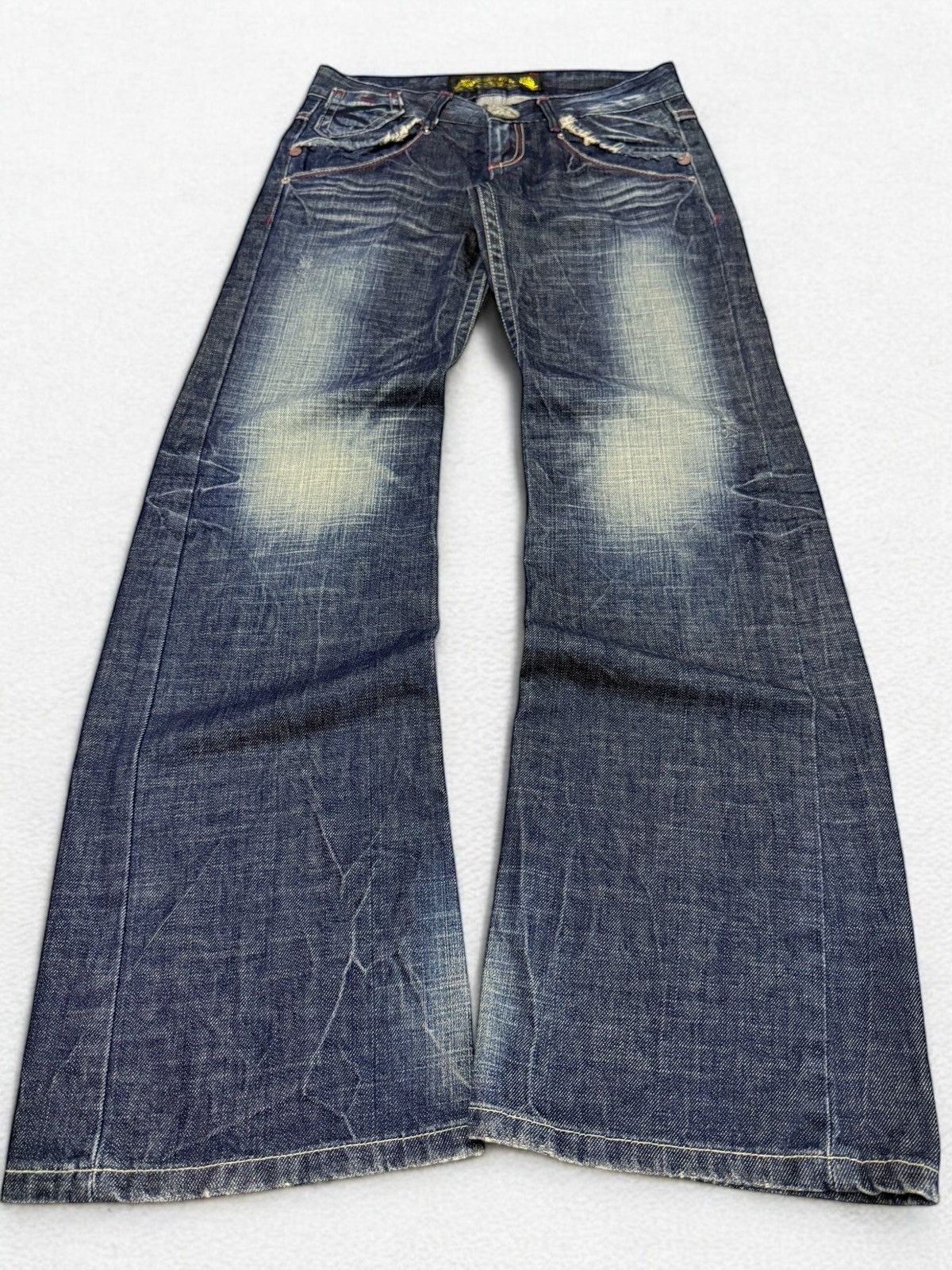 Japanese Brand × Tete Homme × semanticdesign Red Pepper Japan Heavy Wash Low Rise Flared Jeans Size US 29 - 1 Thumbnail
