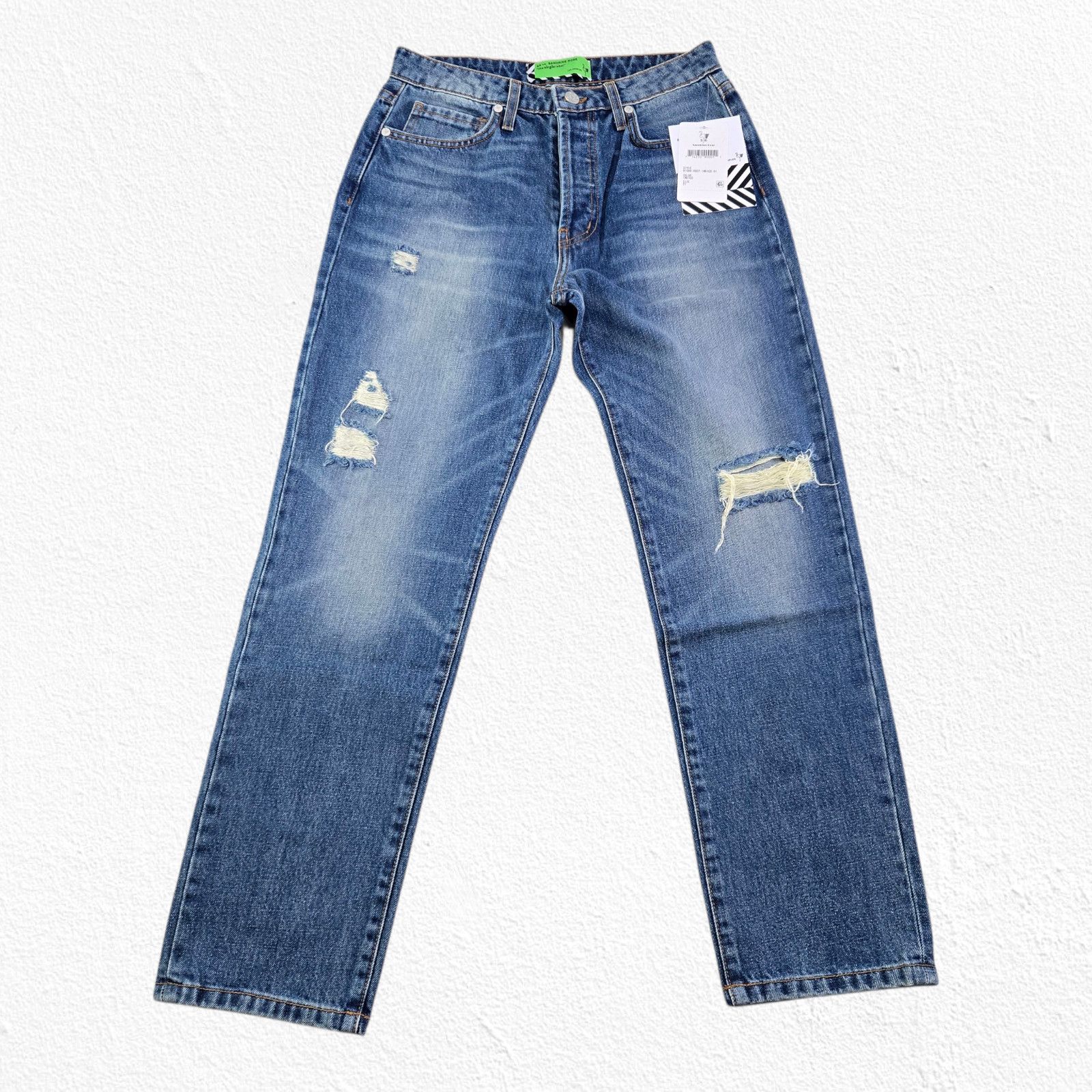 Sandrine Rose Sandrine Rose Hi-Rise Distressed Straight Leg Jeans Size 27 Size 27" / US 4 / IT 40 - 3 Thumbnail