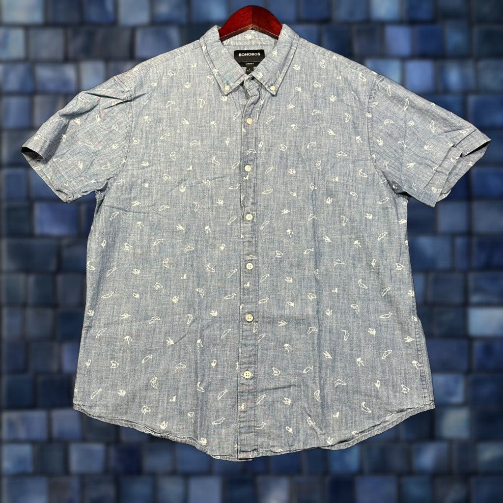 Bonobos Bonobos Shirt Mens L Regular Fit Blue Chambray Button-Down Cotton Size US L / EU 52-54 / 3 - 1 Thumbnail
