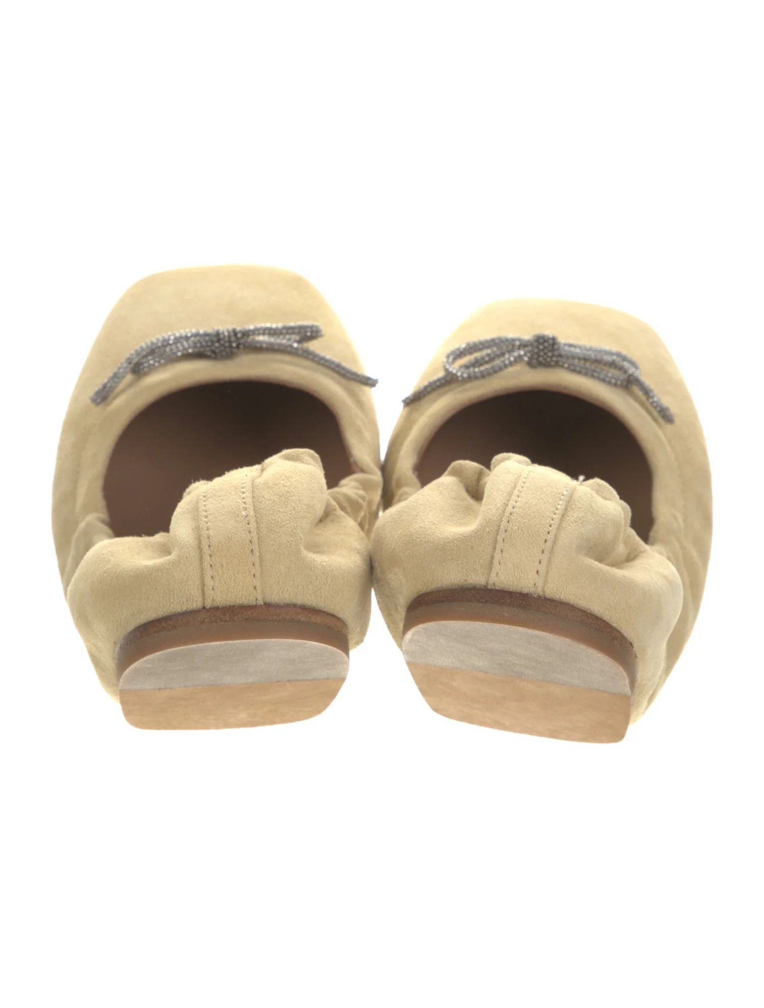 Brunello Cucinelli o1mle0824 Ballet Flats With Bow Detail in Neutrals Size US 7 / IT 37 - 4 Thumbnail