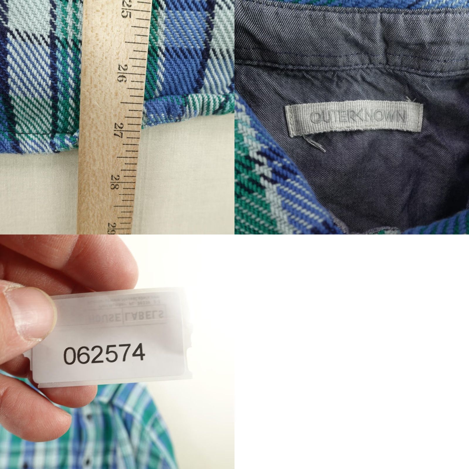 Outerknown VINTAGE Outerknown Men's Shirt Small Long Sleeve Cotton Flannel Plaid Heavyweight Blue Green Casual Size US S / EU 44-46 / 1 - 8 Thumbnail