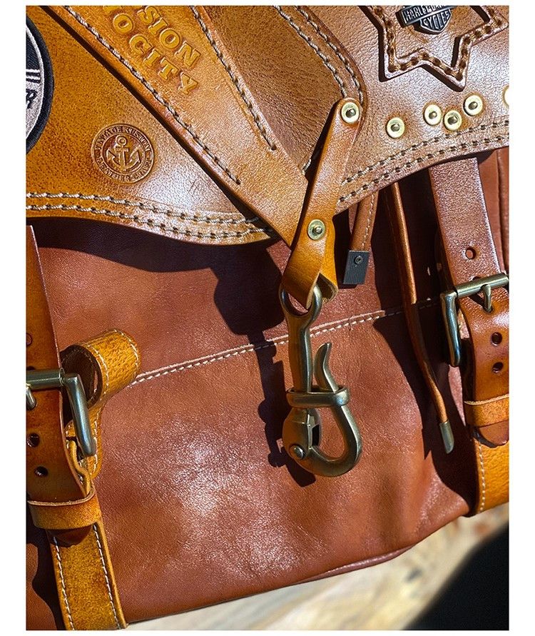 Japanese Brand Handmade Heavy Duty Leather Backpack Size ONE SIZE - 6 Thumbnail