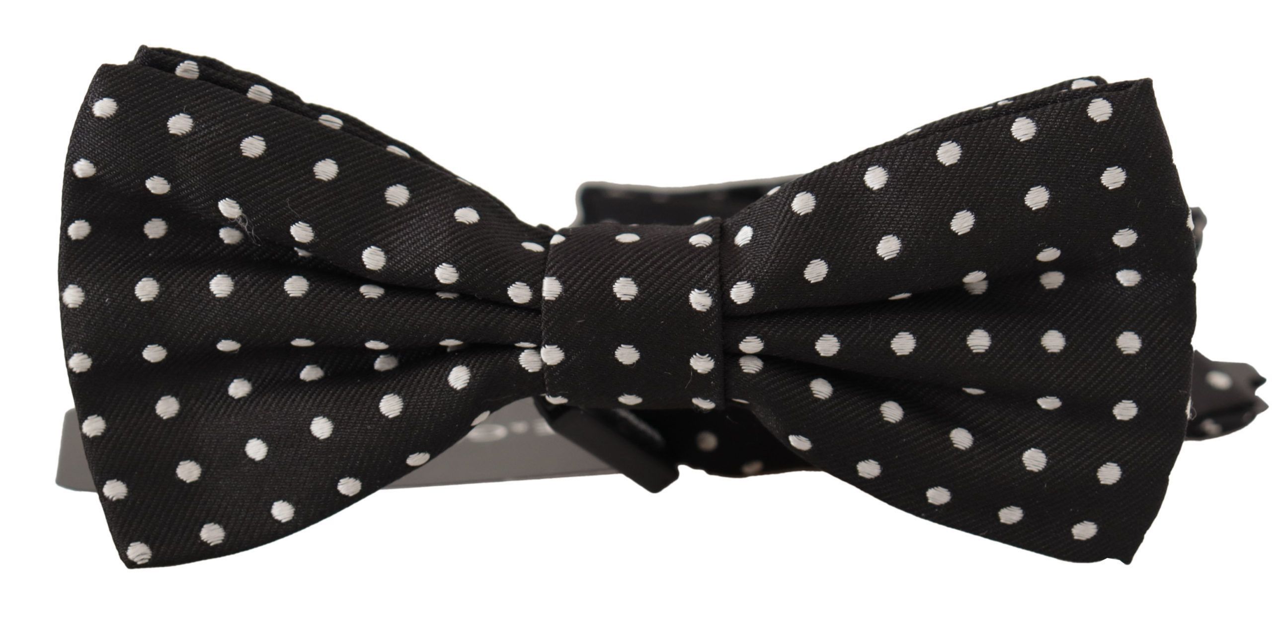 Dolce & Gabbana Elegant Black and White Polka Dot Silk Bow Men's Tie Size ONE SIZE - 1 Thumbnail
