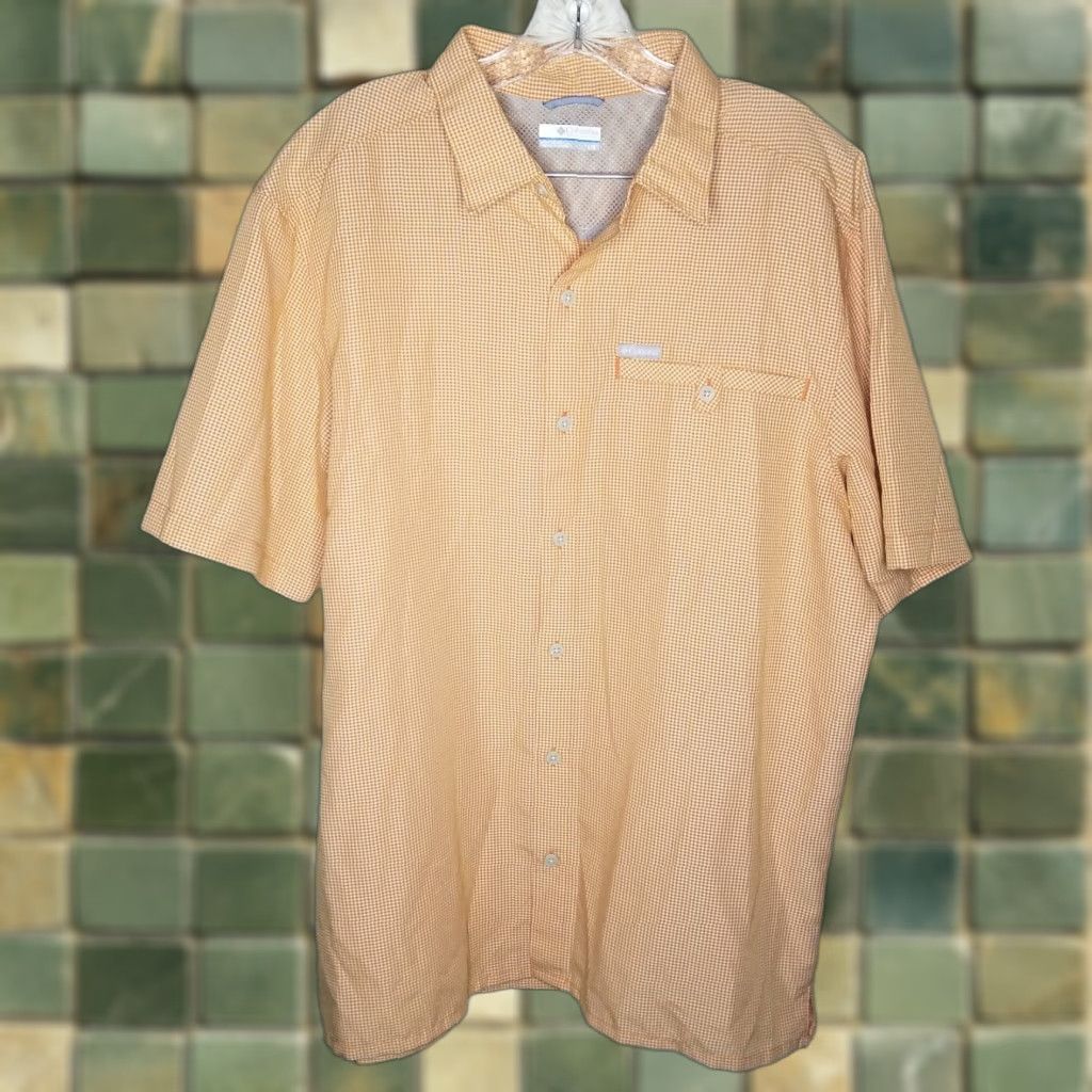 Vintage Columbia Mens Orange Short Sleeve Button-Up Size L Size US 33 - 1 Thumbnail
