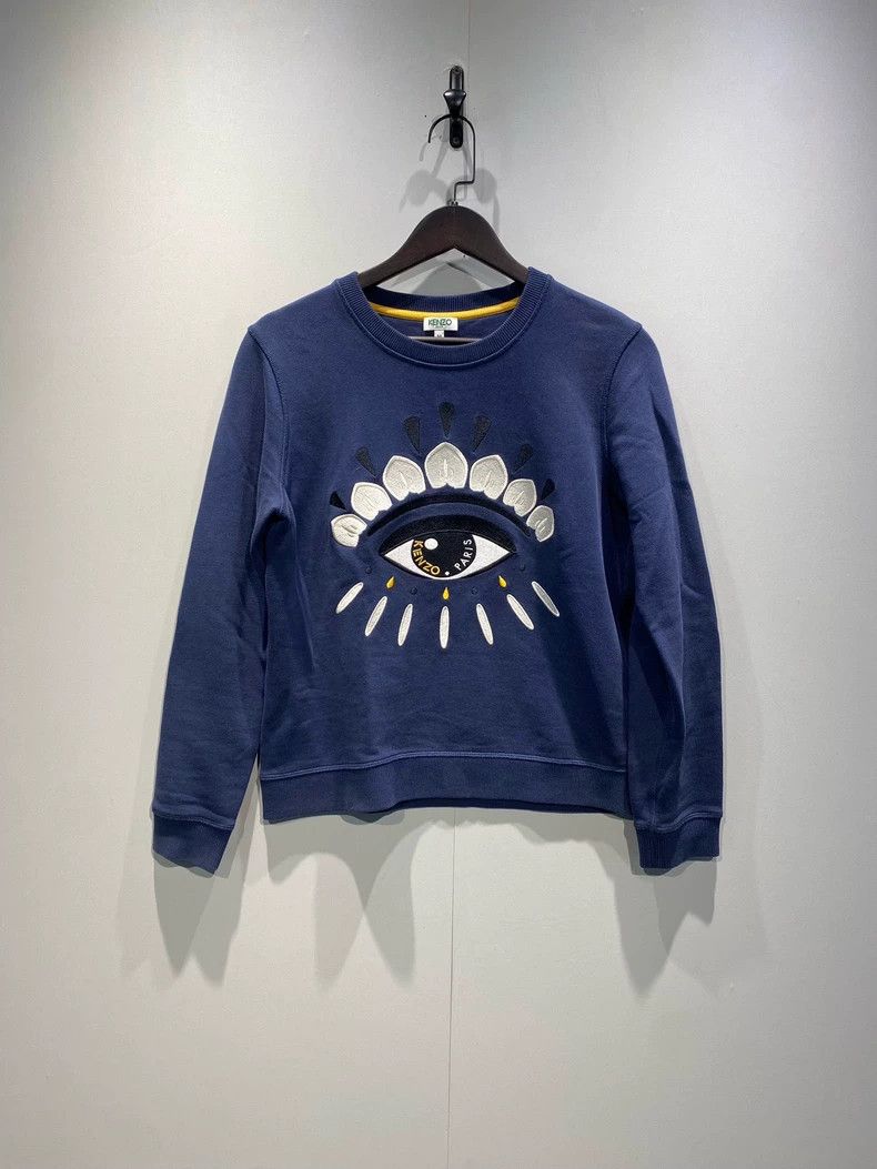 KENZO Big eye embroidery round neck hoodie