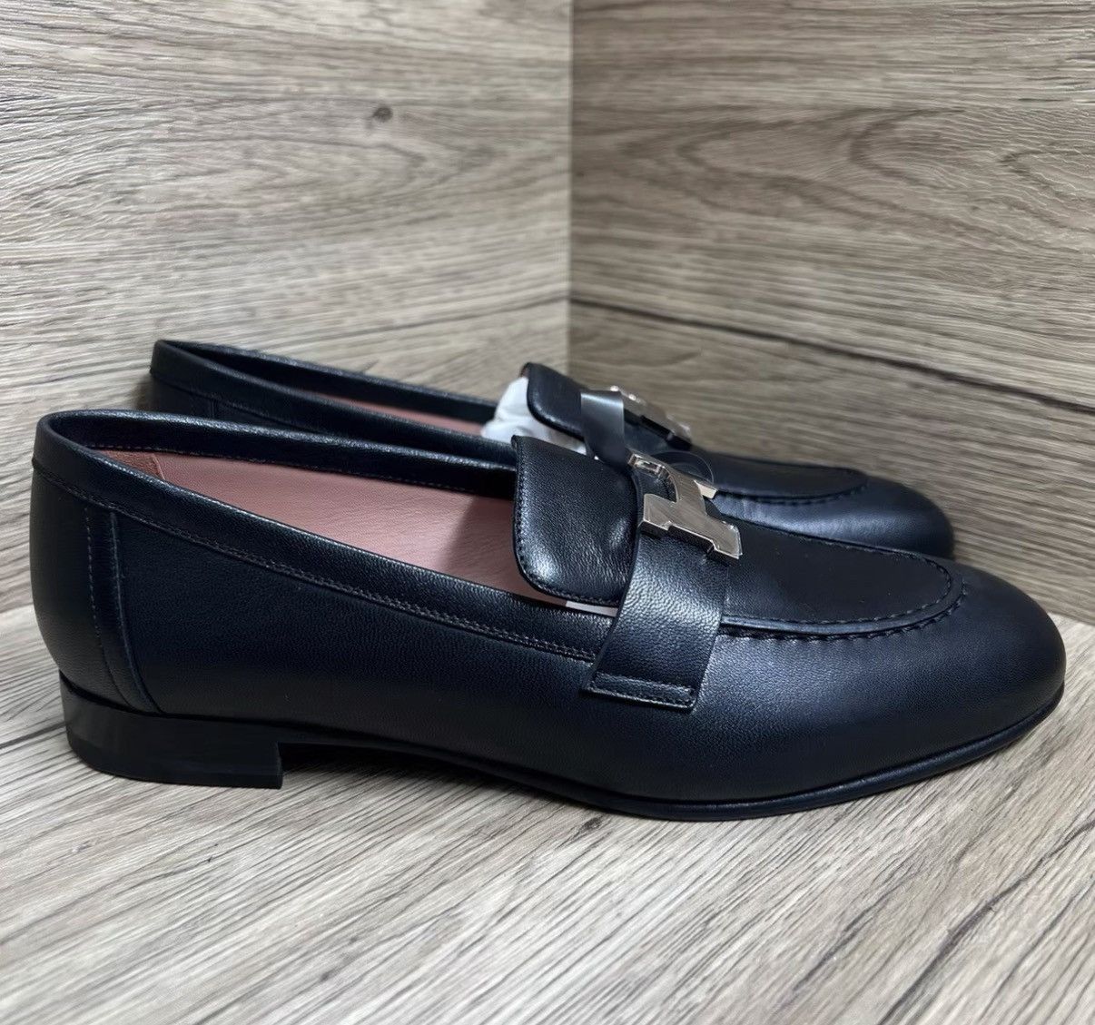 Hermes Hermès Paris Black & Silver H Loafers J41 Size US 6 / IT 36 - 3 Thumbnail