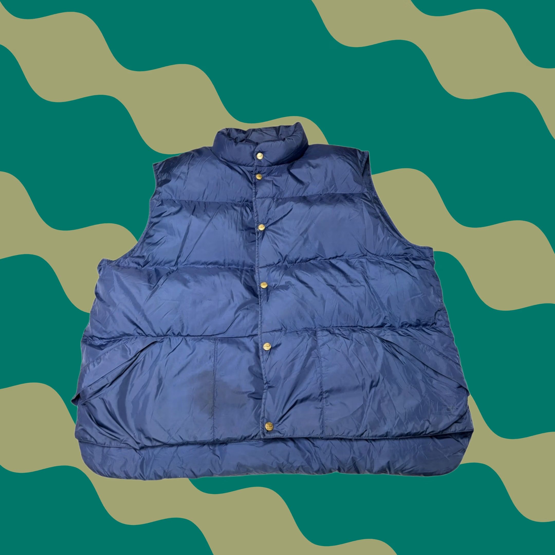 Vintage Vintage LL Bean Mens Puffer Vest Navy Blue Collared Quilted Insulated XL Size US XXL / EU 58 / 5 - 1 Thumbnail