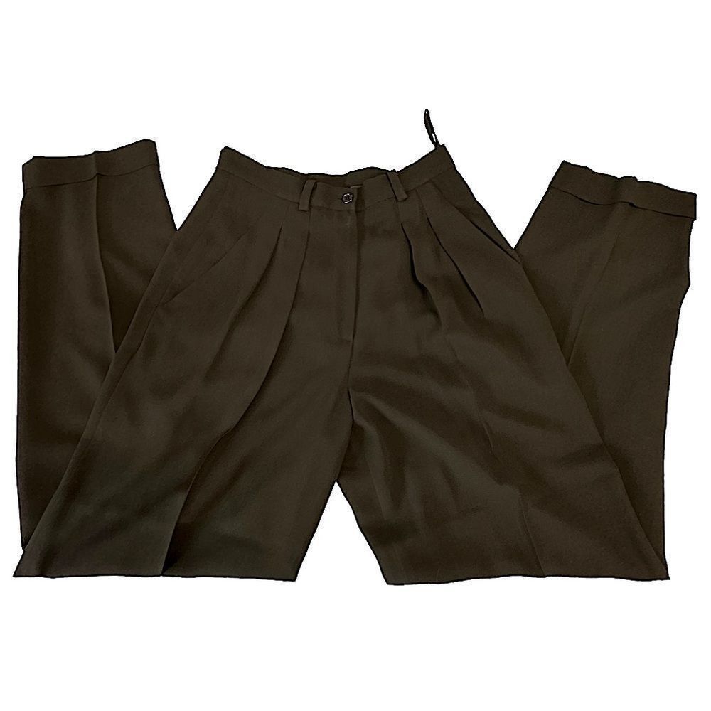 DKNY Vintage DKNY Black Wool Gabardine Turn up Pleated Dress Pant Size 26" / US 2 / IT 38 - 4 Thumbnail
