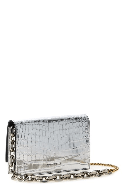 Alexander McQueen McQueen Skull Small Silver Leather Shoulder Bag Size ONE SIZE - 2 Thumbnail