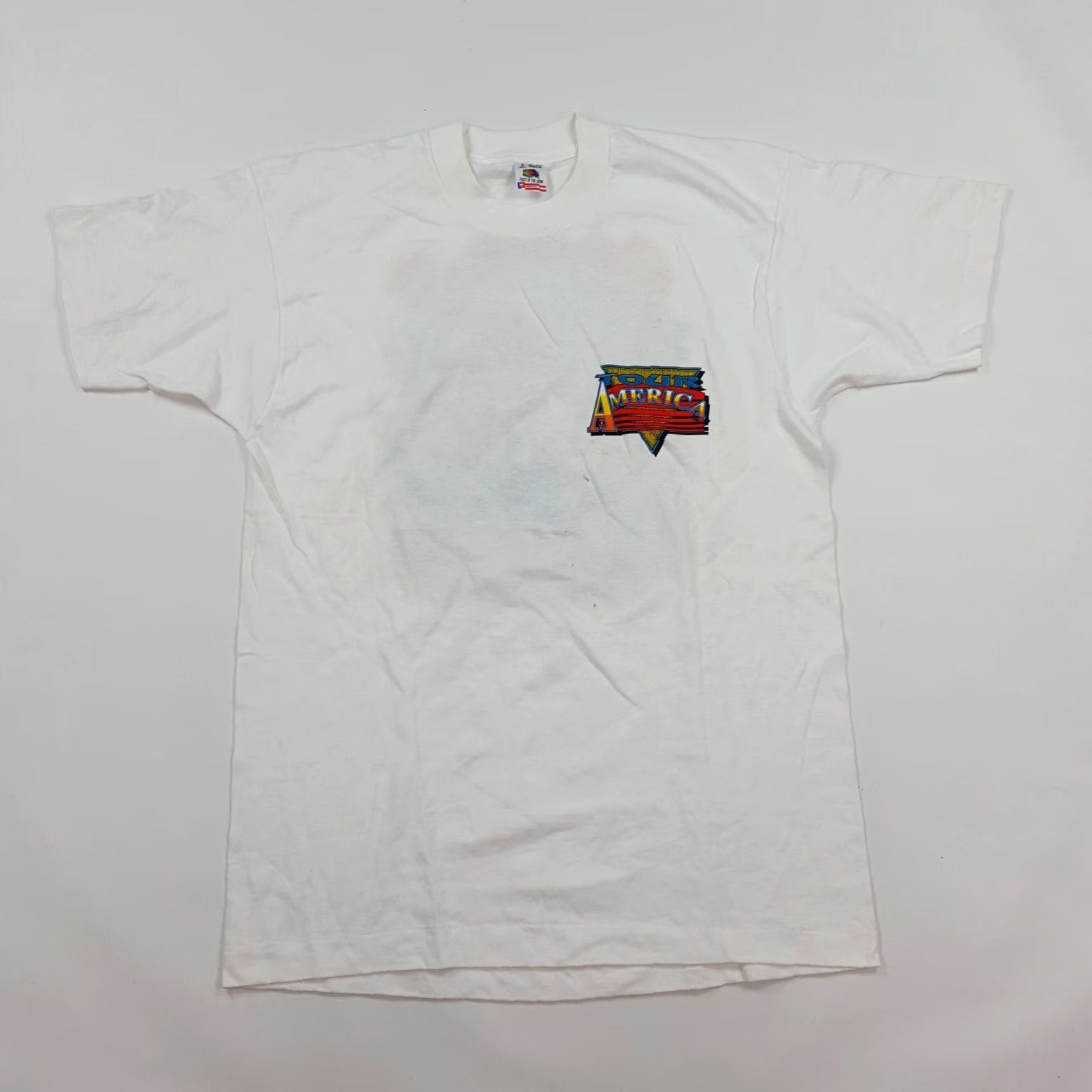 Fruit Of The Loom Vintage 90s American Motorcycle Tour Men's Large White Biker T Shirt Size US L / EU 52-54 / 3 - 2 Thumbnail