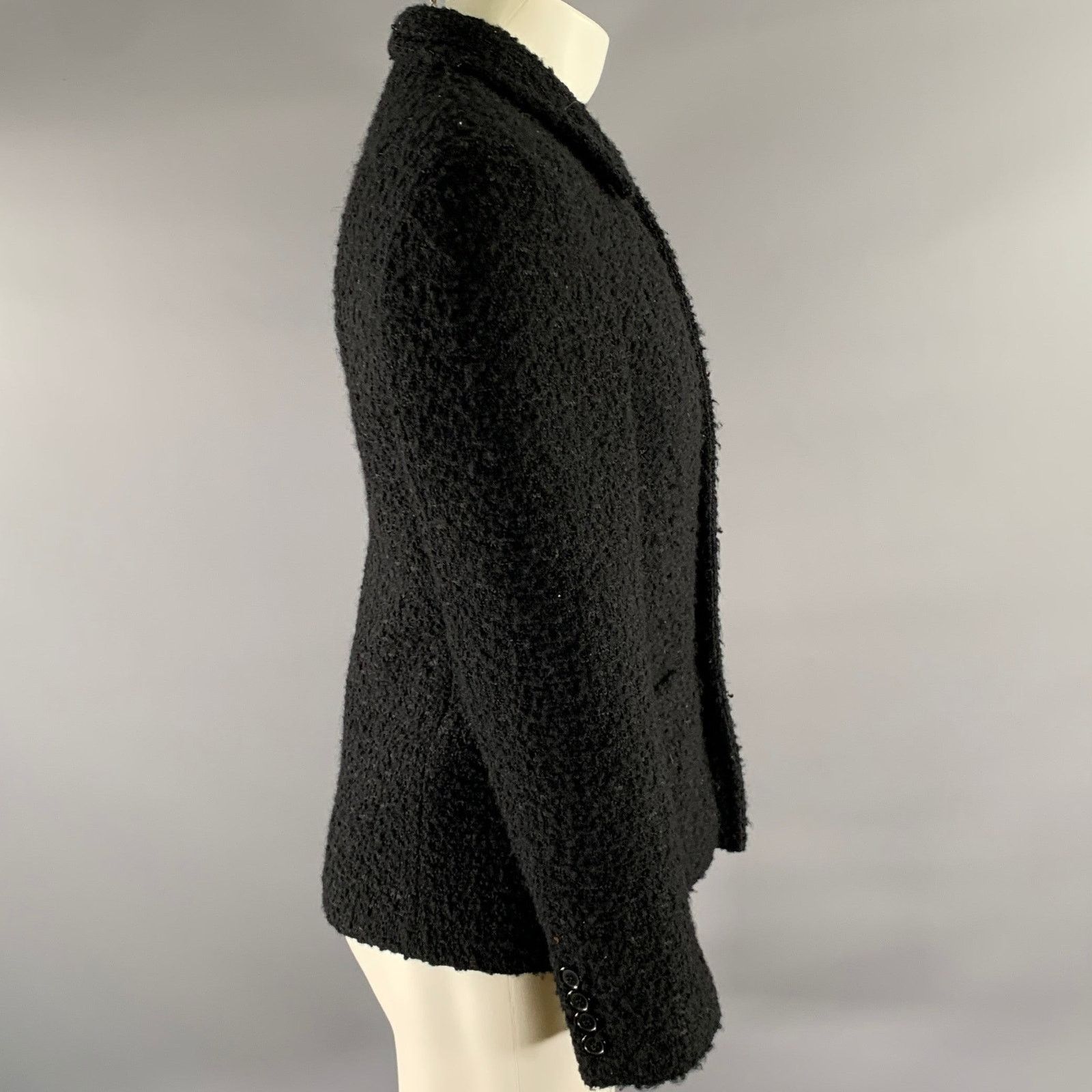 Saint Laurent Paris SAINT LAURENT Size M Black Tweed Wool Polyamide Coat Size 40R - 3 Thumbnail