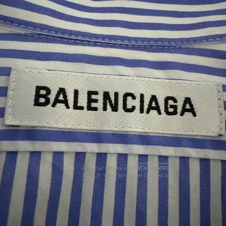 Balenciaga Balenciaga Fresh Blue and White Striped Back Logo Short Sl Size XXS / US 00 / IT 34 - 3 Thumbnail