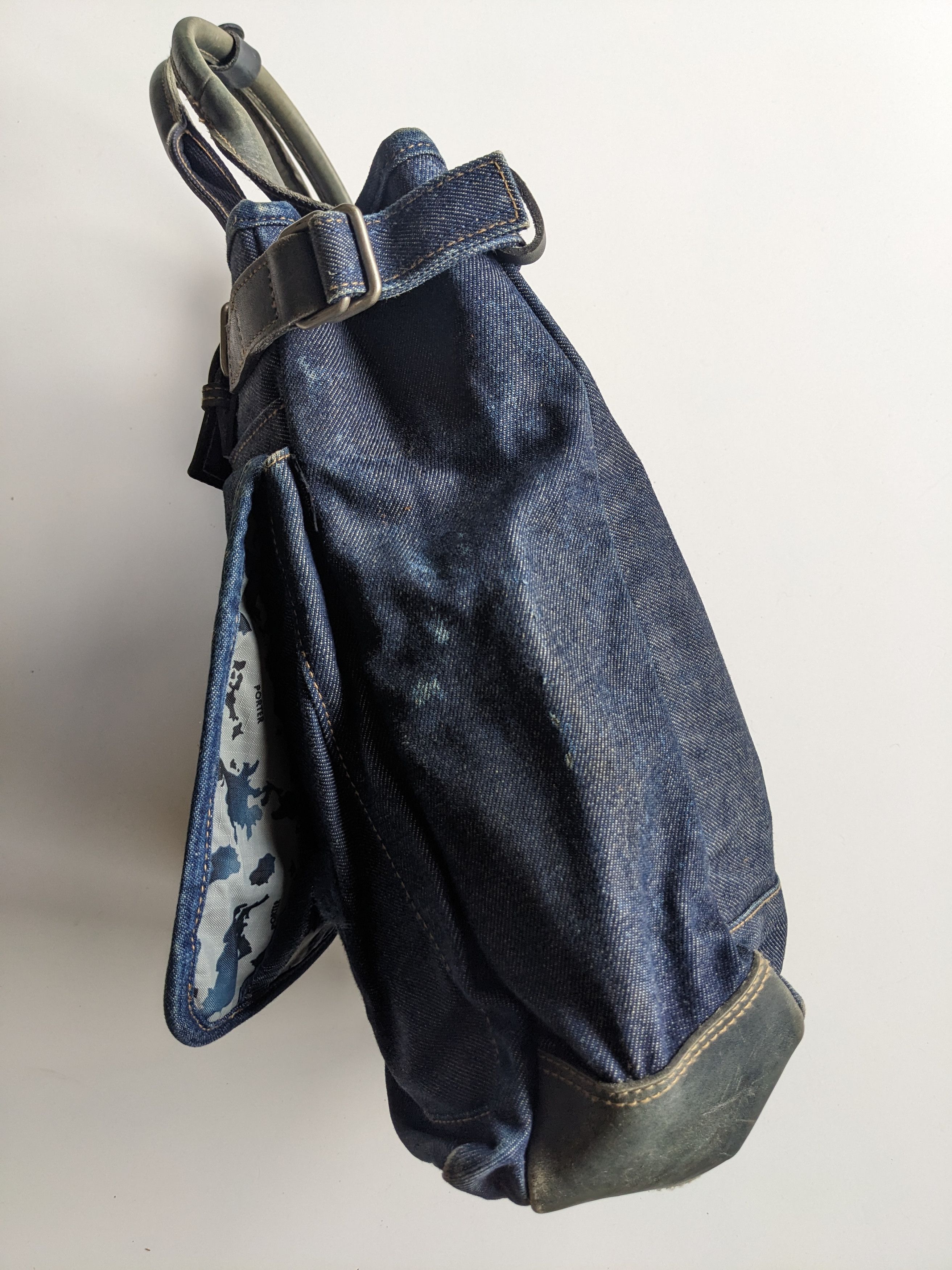 Porter Porter denim tote bag leather Size ONE SIZE - 4 Thumbnail