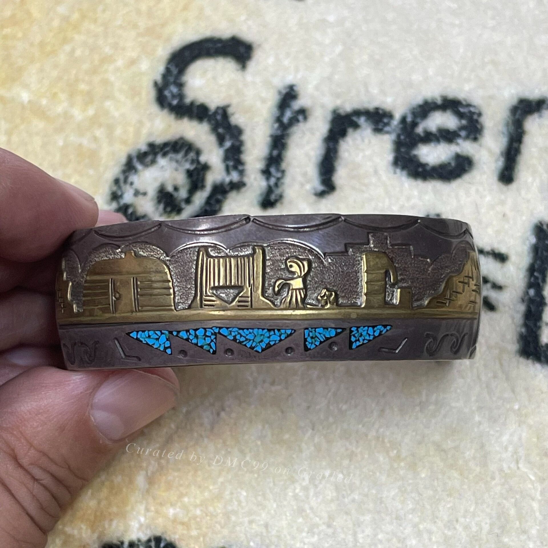 Other Navajo Antique Silver 12K Gold Bracelet Size ONE SIZE - 1 Thumbnail