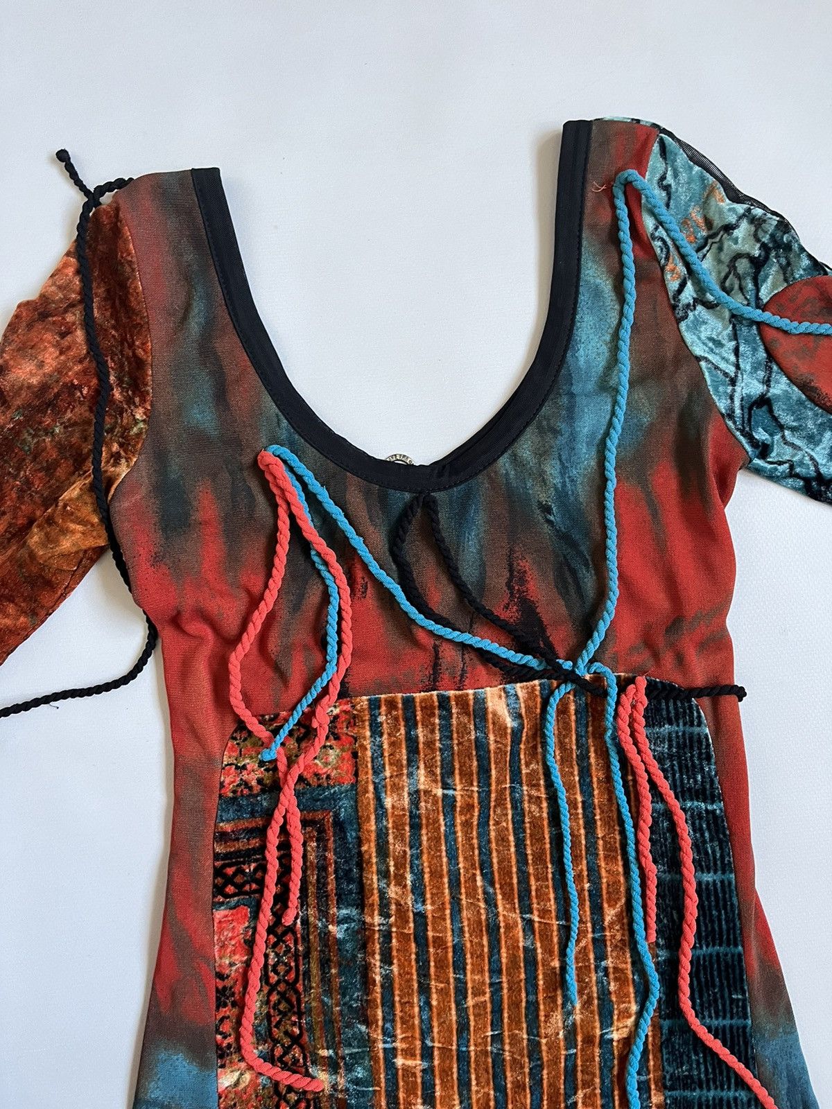 Jean Paul Gaultier Save The Queen Asymmetrical Mesh Polyamide Multicolor Dress Size S / US 4 / IT 40 - 11 Thumbnail