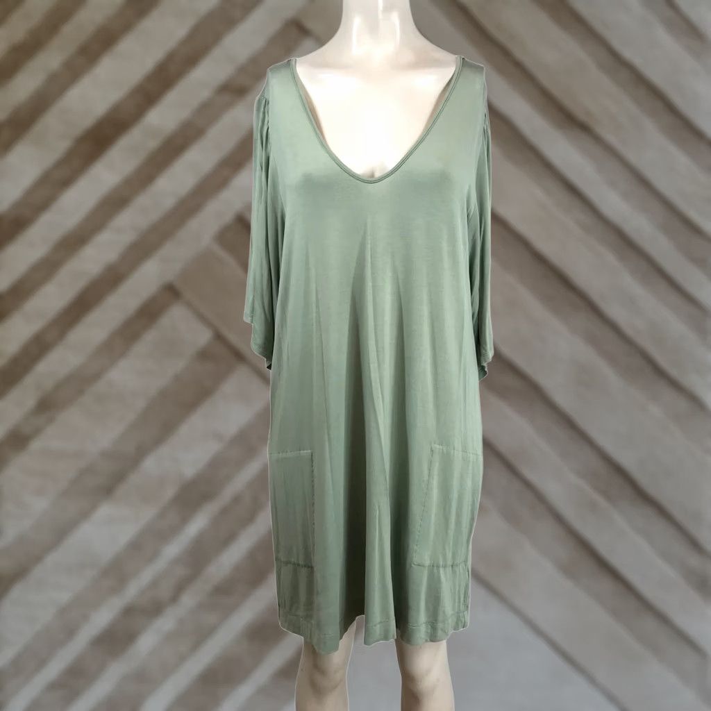 Free People FP Beach Free People Sage Green V-Neck Mini Dress with Pockets Womens M Size M / US 6-8 / IT 42-44 - 1 Thumbnail