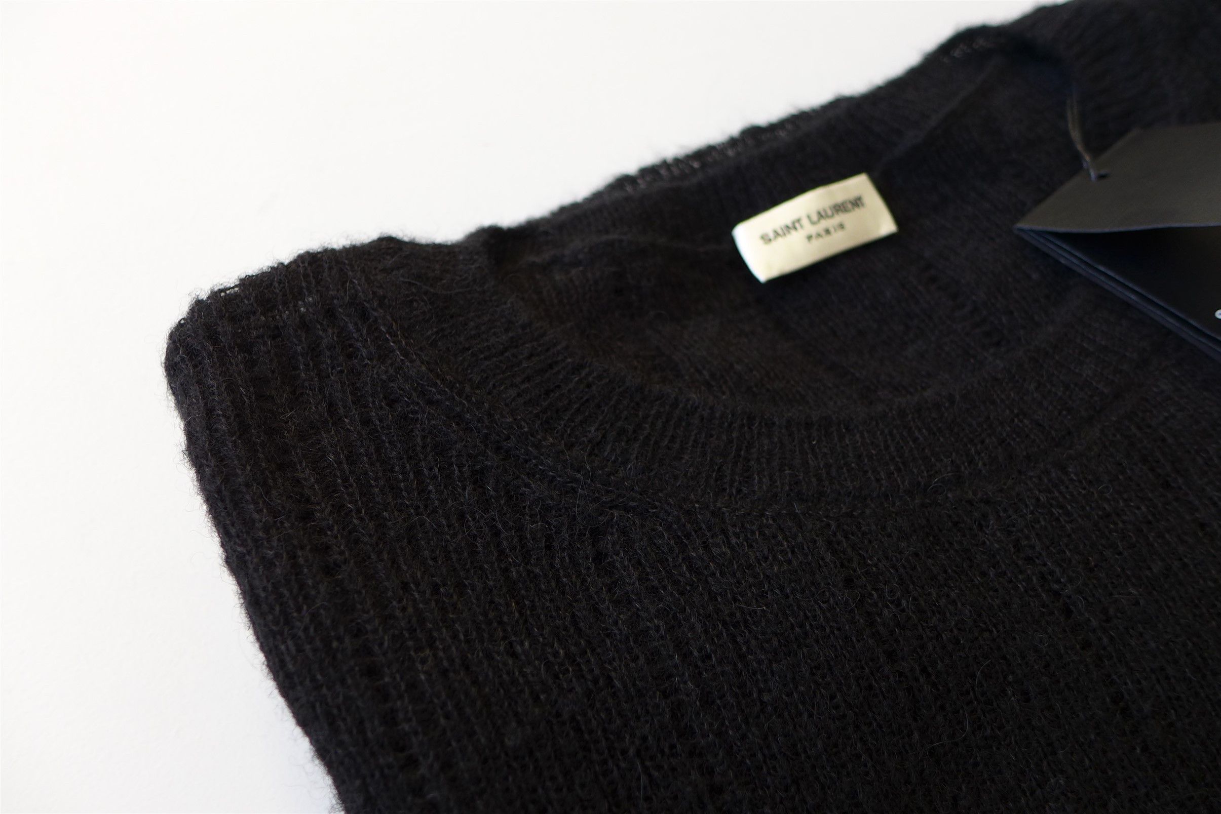 Saint Laurent Paris Saint Laurent Openwork Knit Sweater -- Black Alpaca Size US XL / EU 56 / 4 - 11 Thumbnail