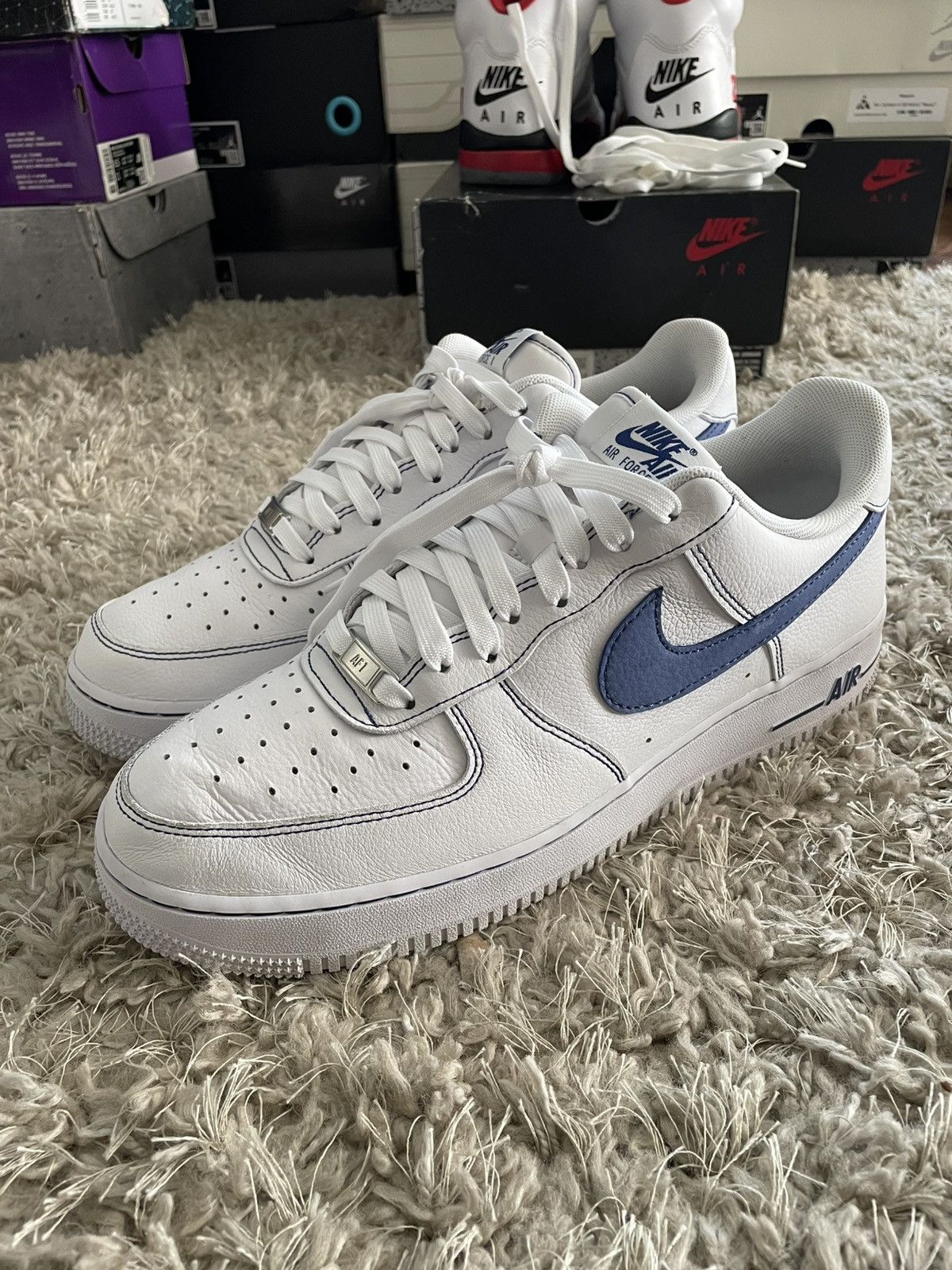Nike Nike Air Force 1 White Deep Royal Size US 11.5 / EU 44-45 - 1 Thumbnail