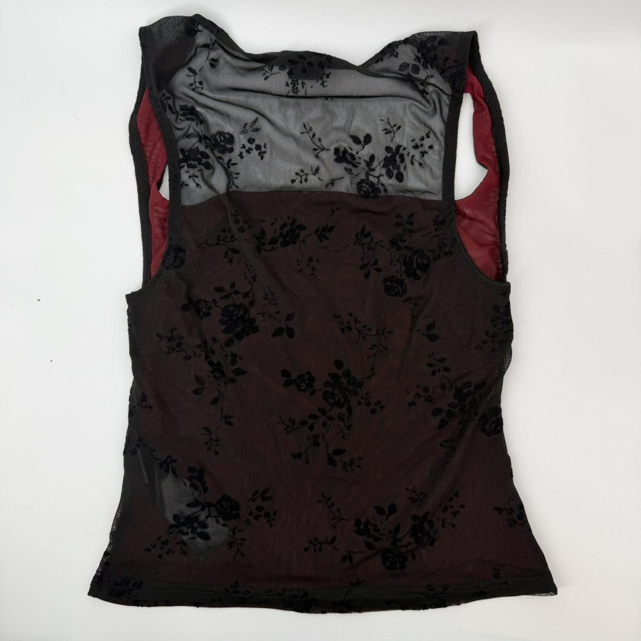 Urban Outfitters Urban Outfitters Elora Floral Flock Mesh Vest Top Small Size S / US 4 / IT 40 - 6 Thumbnail