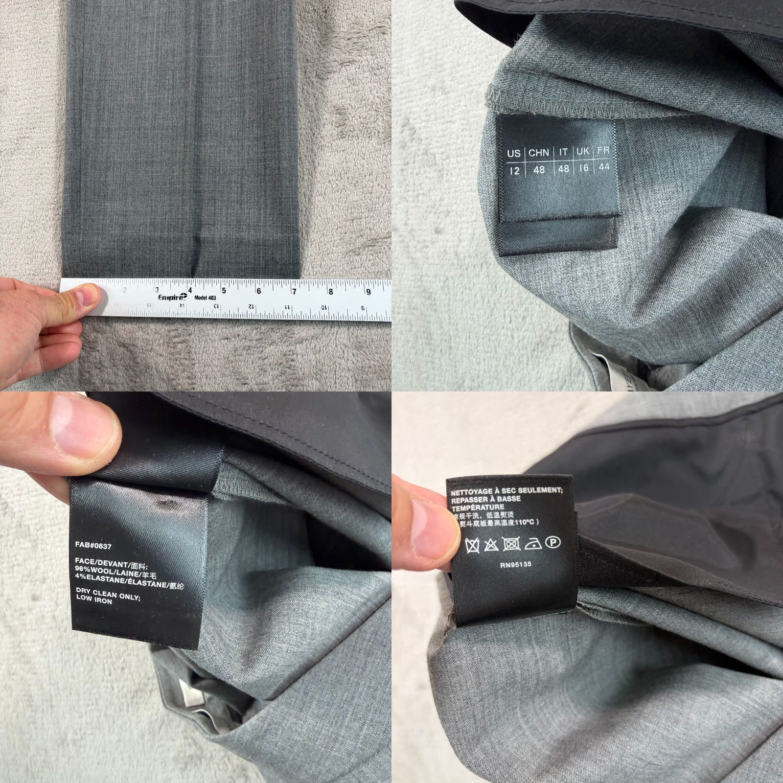 Vintage Lafayette 148 New York Irving Straight Leg Stretch Wool Pants in Nickel Women 12 Gray 36x30 Dress Pants, Formal, Stretch, Regular Fit Size 34" / US 12 / IT 48 - 8 Thumbnail