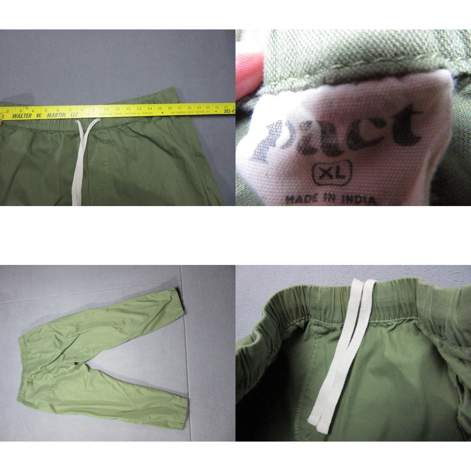 Vintage Pact Pants Mens XL Green Elastic Waist Drawstring Canvas Chino Lightweight Size US 36 / EU 52 - 8 Thumbnail