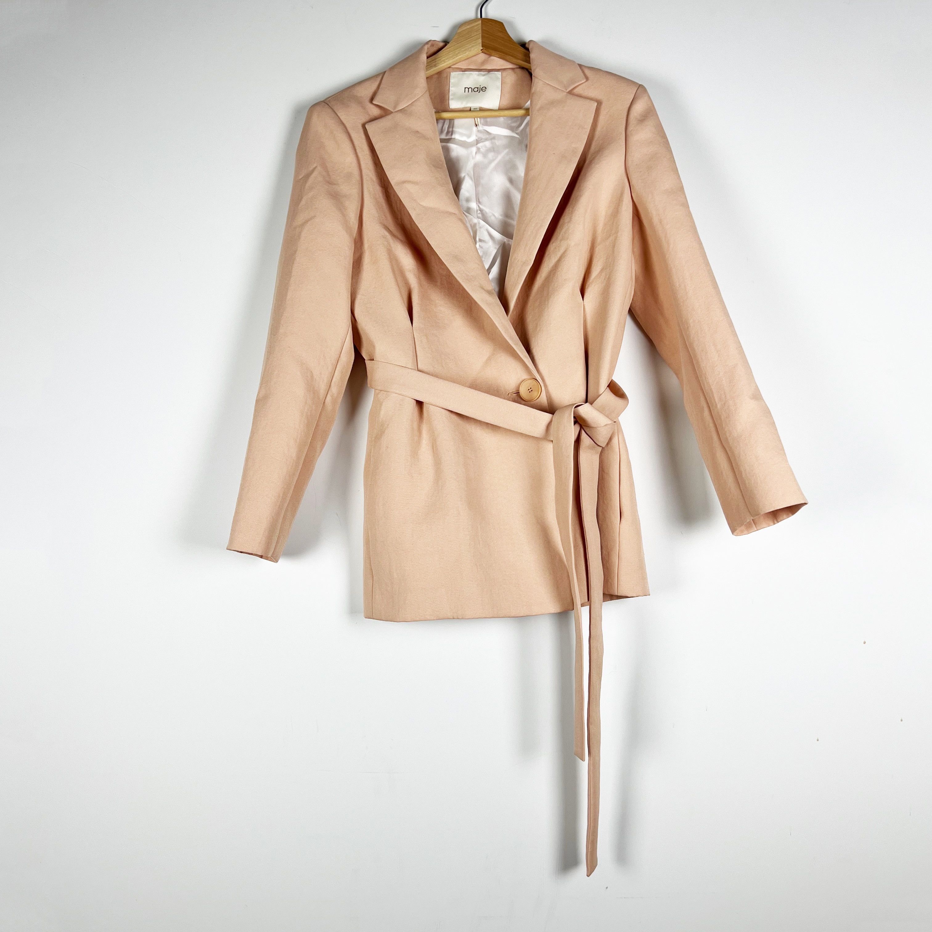 Maje Maje Vasile Collared One Button Tie Waist Size L / US 10 / IT 46 - 1 Thumbnail