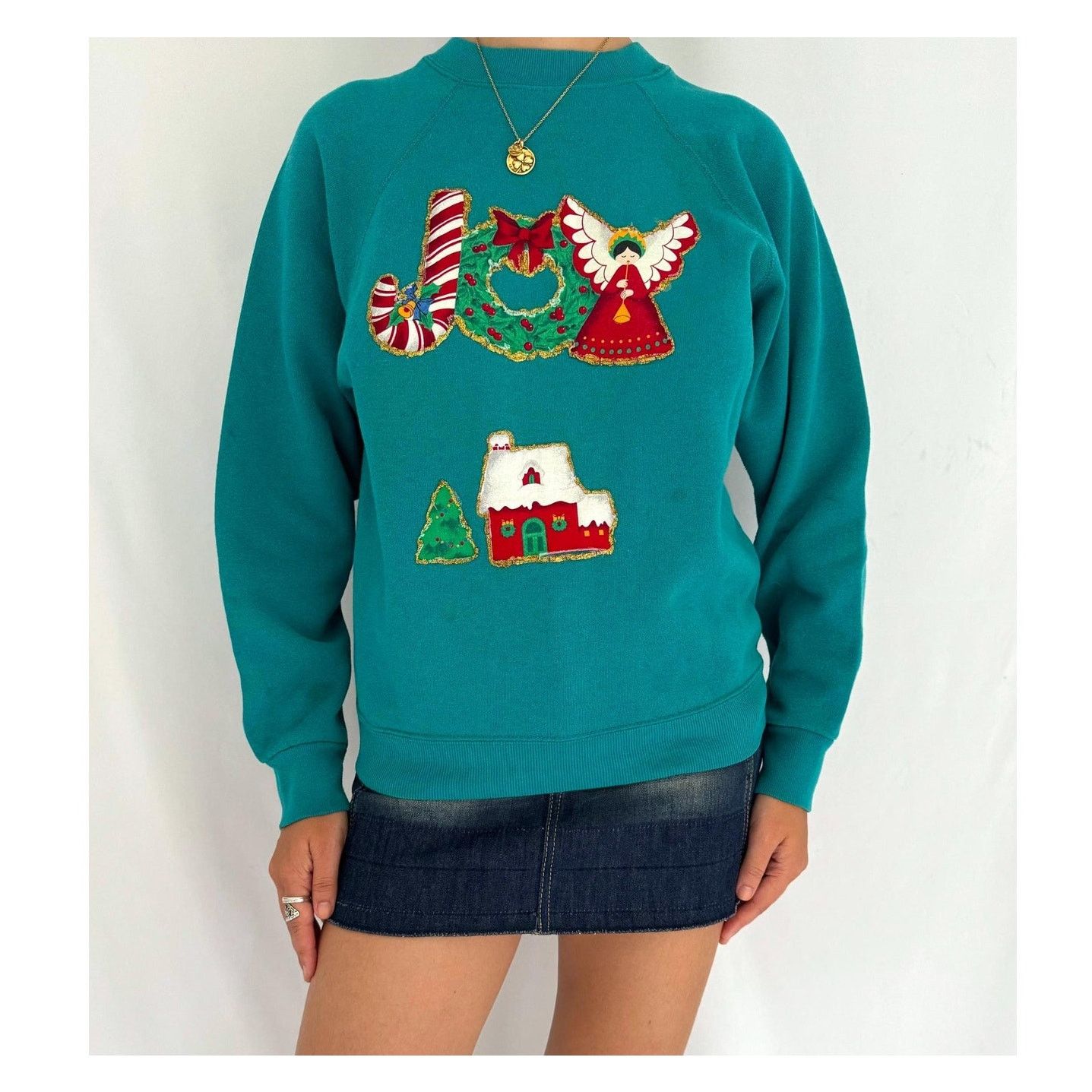 Other 90s vintage festive holiday JOY handmade pullover sweatshirt Size S / US 4 / IT 40 - 2 Thumbnail