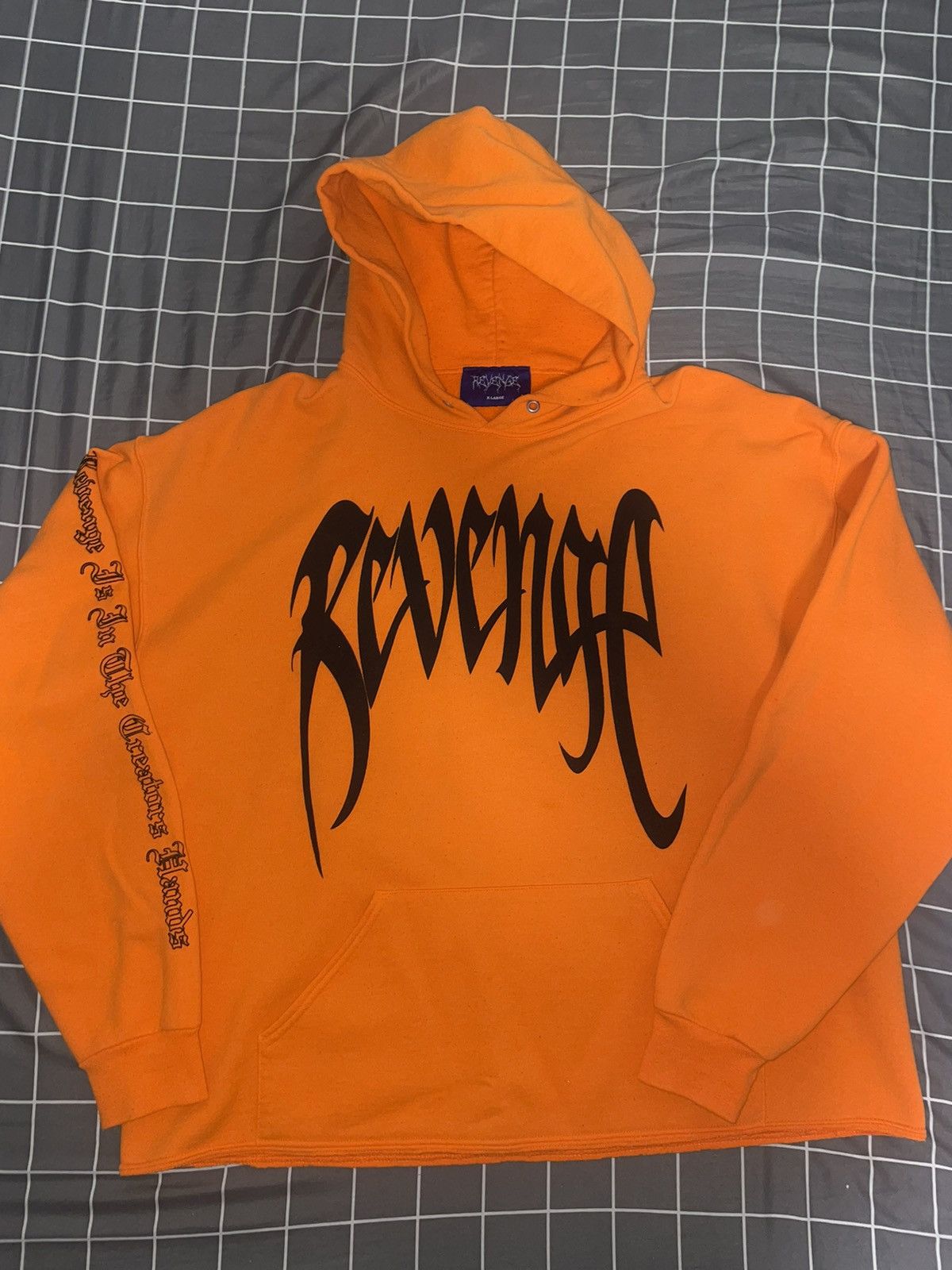 Image of Revenge OG Cropped Archive Hoodie in Orange, Men's (Size XL)