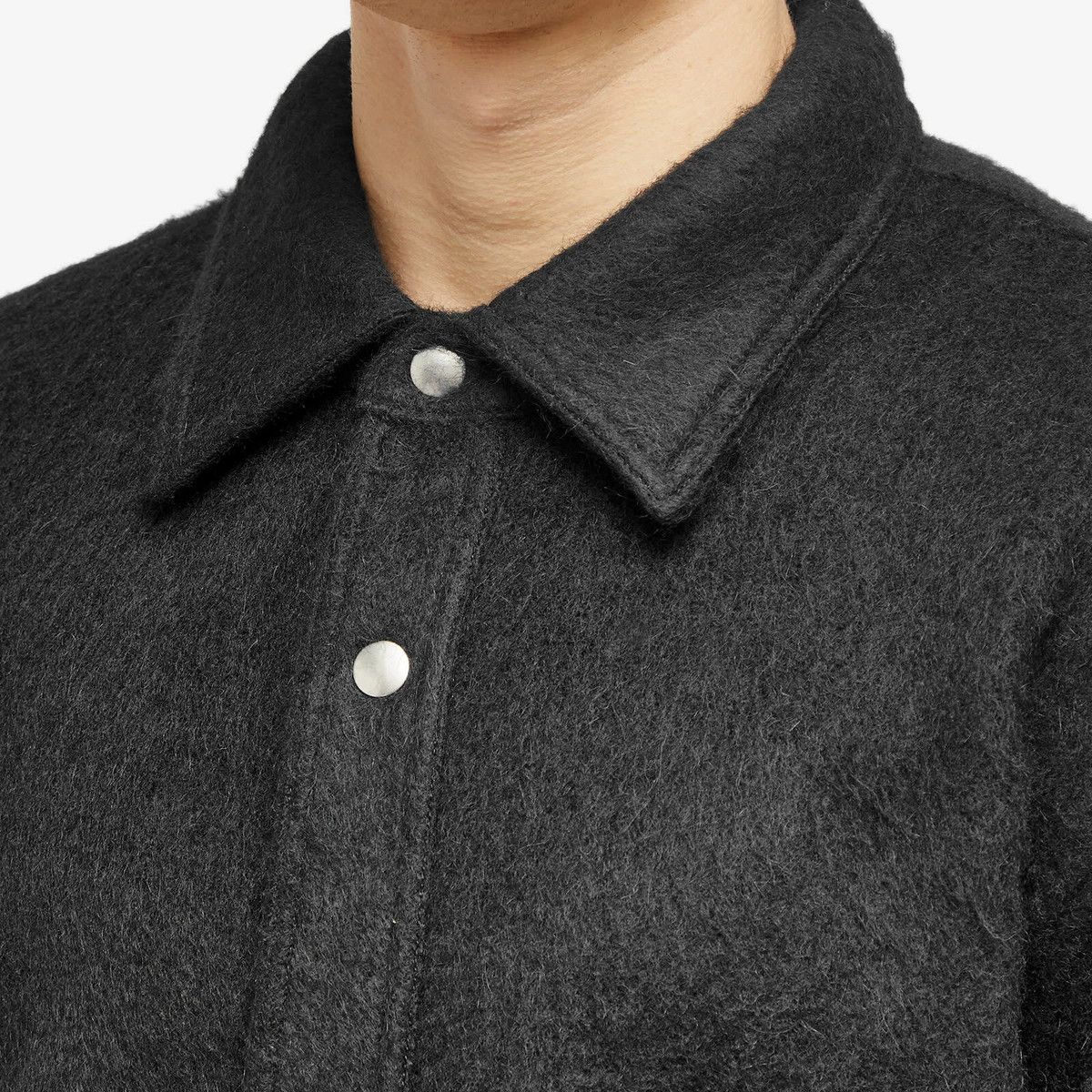 Jil Sander o1loc1c1124 Wool Mohair Overshirt in Black Size US XS / EU 42 / 0 - 5 Thumbnail